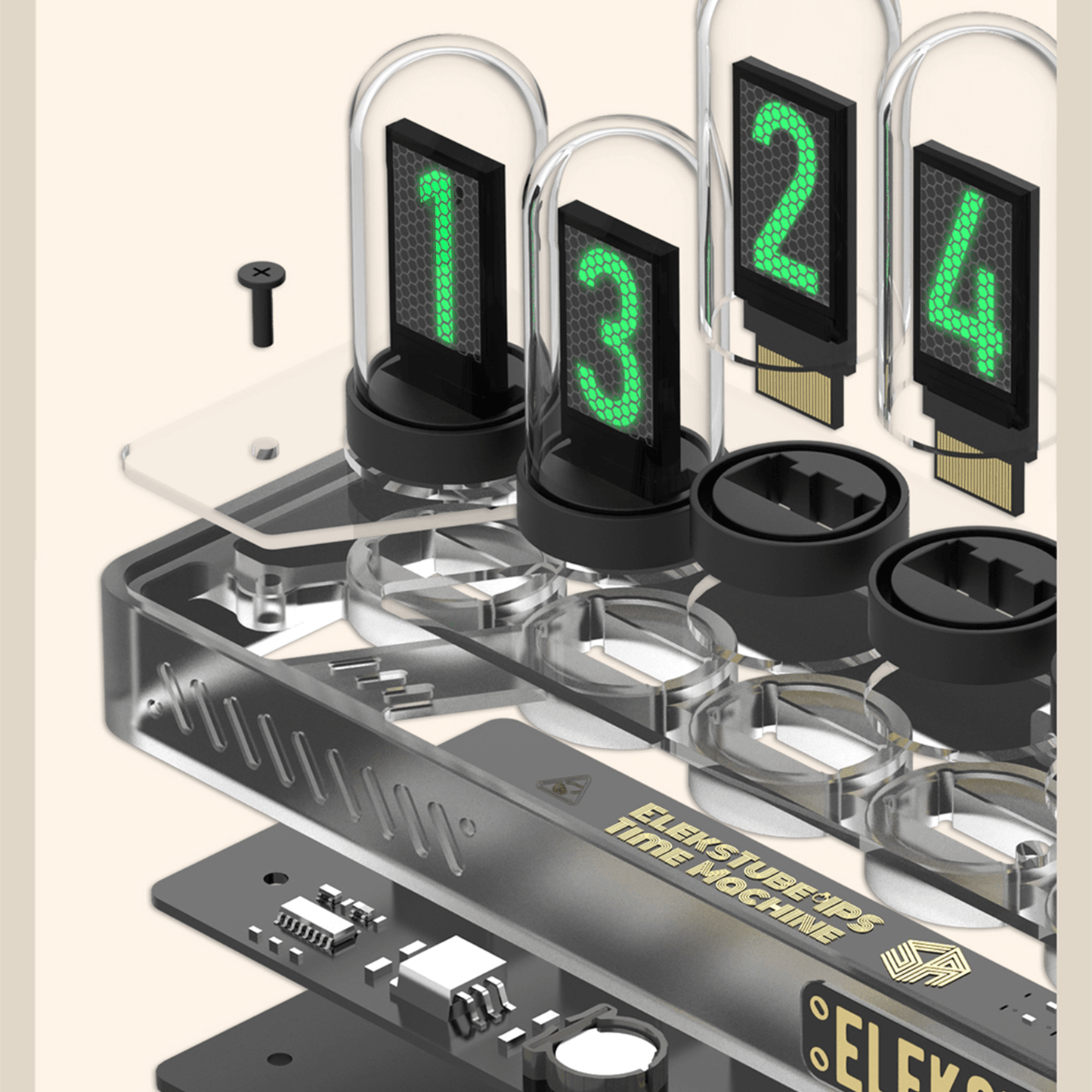 EleksMaker EleksTube IPS PR2 — Transparent Edition Nixie Tube Clock
