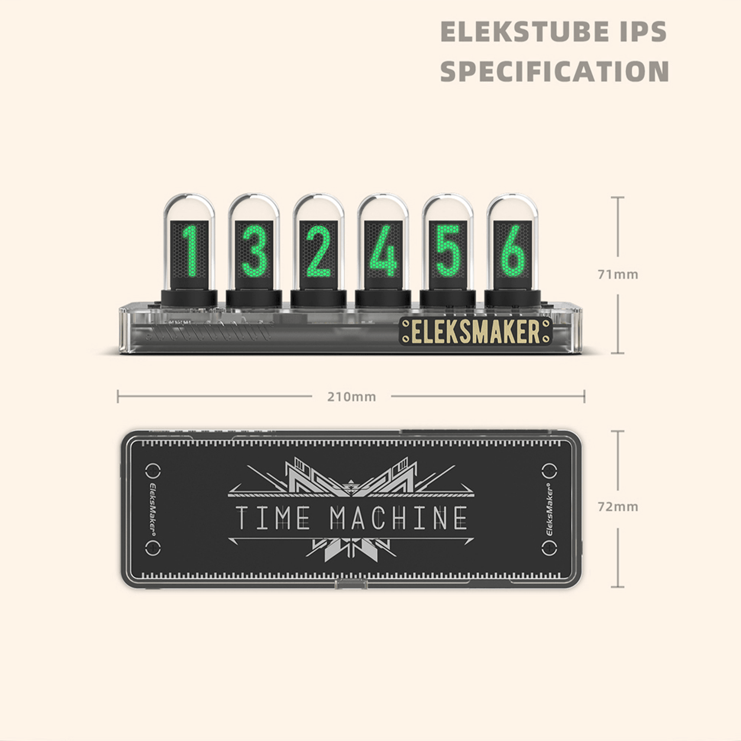 EleksMaker EleksTube IPS PR2 — Transparent Edition Nixie Tube Clock