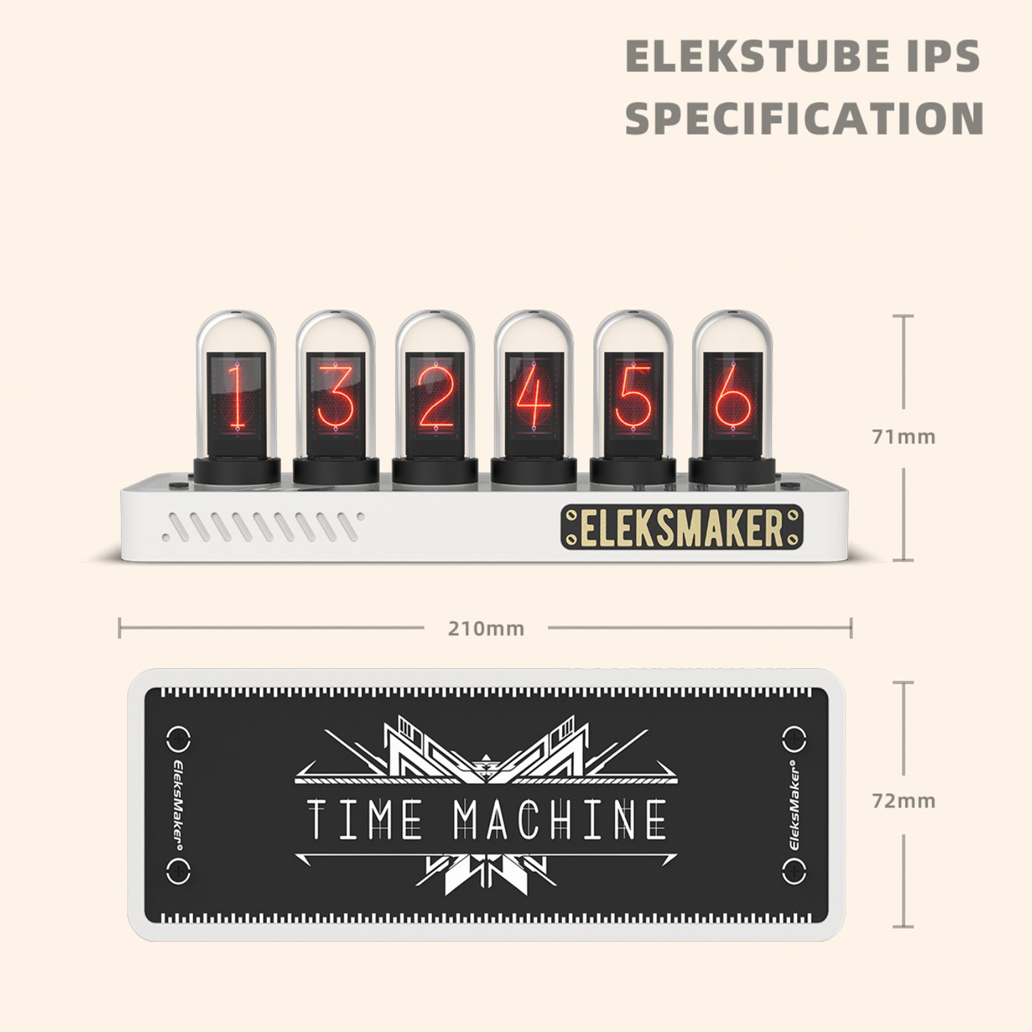 EleksMaker EleksTube IPS PR3 — Just White Edition Nixie Tube Clock