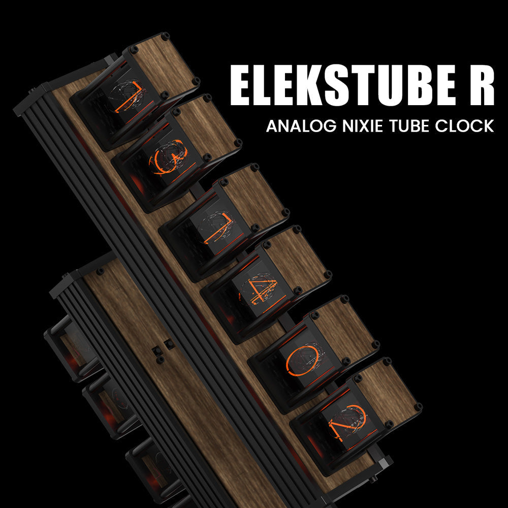 EleksMaker EleksTube R2 — Retro LED Nixie Tube Clock with Walnut Wood
