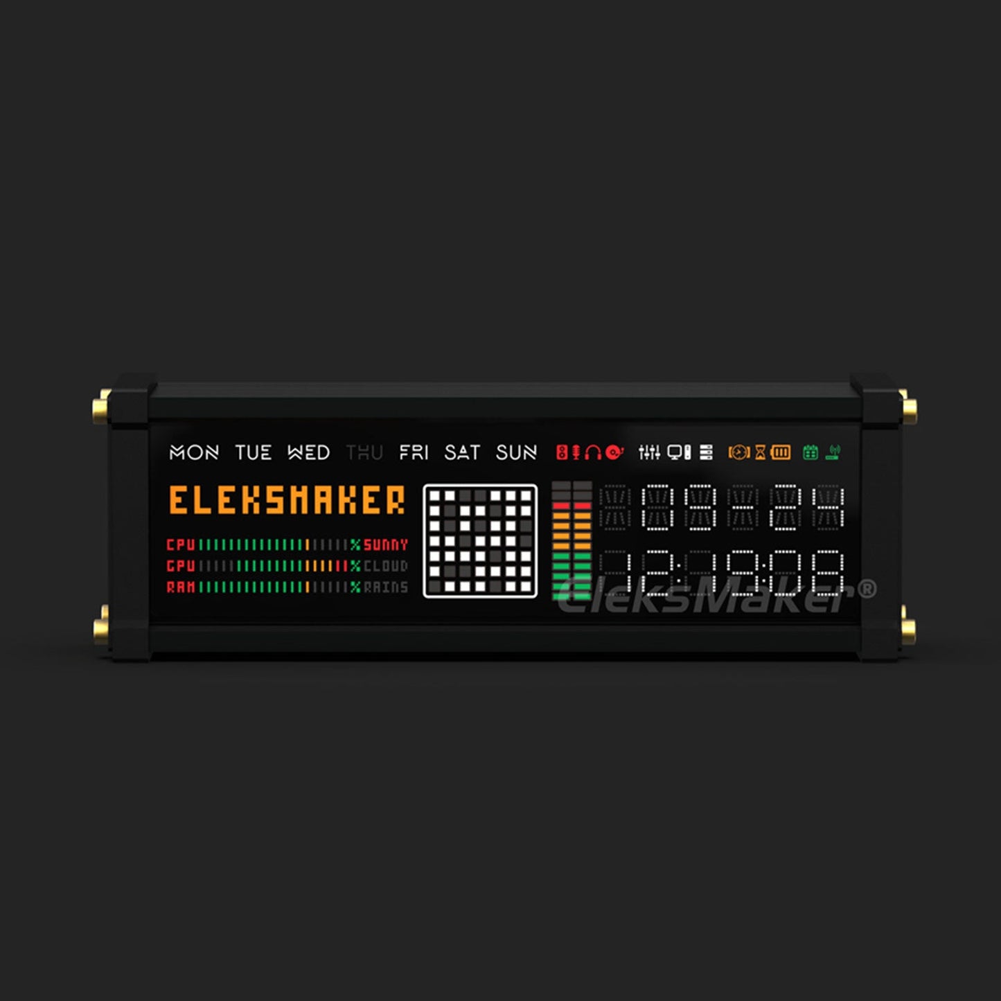 EleksMaker EleksWFD 2 — Smart VFD Clock with Hardware Monitor Lamp; Weather