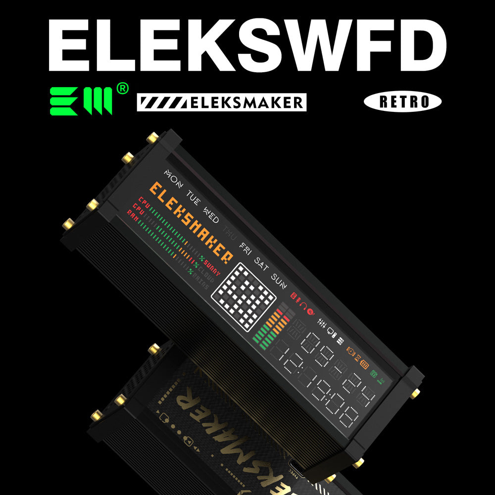 EleksMaker EleksWFD 2 — Smart VFD Clock with Hardware Monitor Lamp; Weather