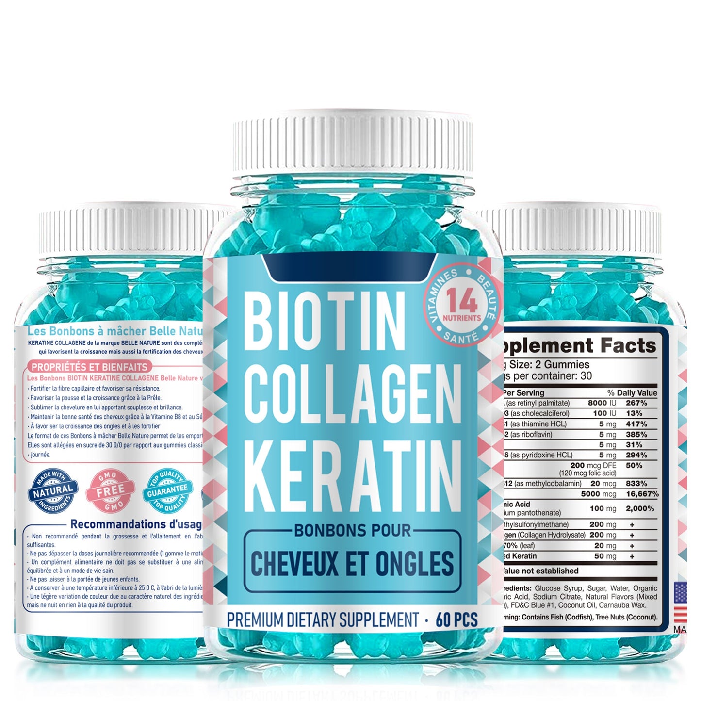 Hair Nail & Skin Biotin Collagen Gummies | Dual-Action Biotin + Collagen for Stronger Hair & Glowing Skin