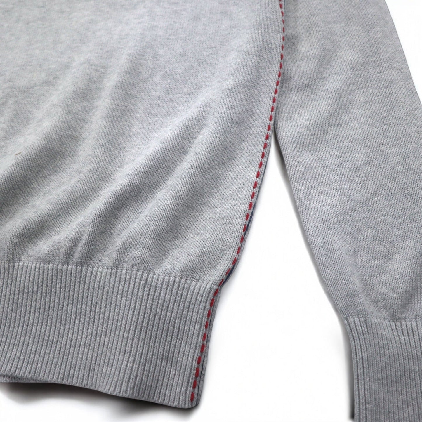 NAPAPIJRI Cotton Knit Sweater, Size M, Gray, Patch, S13-DELEVEN, S1358E