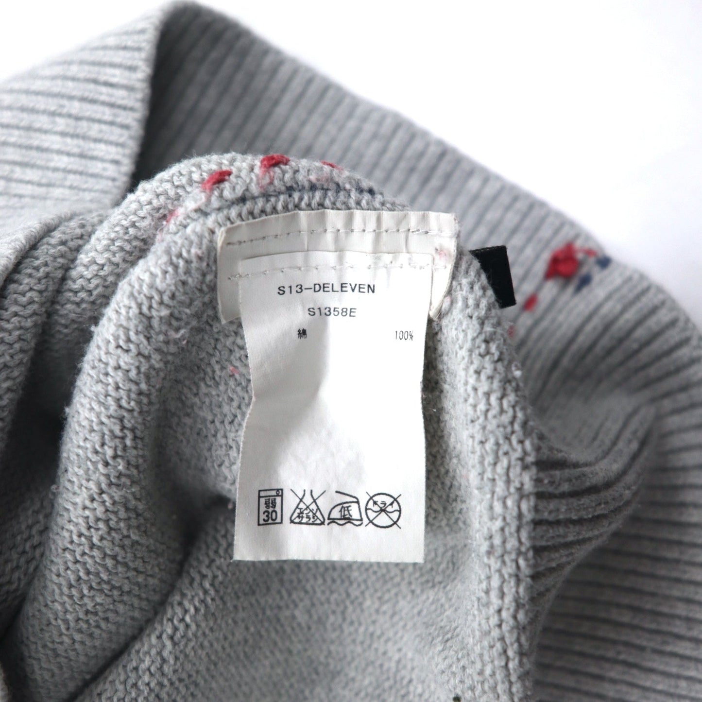 NAPAPIJRI Cotton Knit Sweater, Size M, Gray, Patch, S13-DELEVEN, S1358E