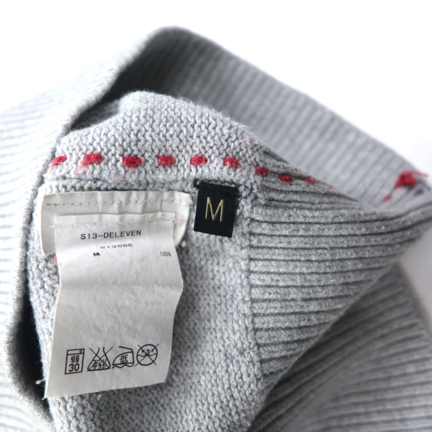 NAPAPIJRI Cotton Knit Sweater, Size M, Gray, Patch, S13-DELEVEN, S1358E