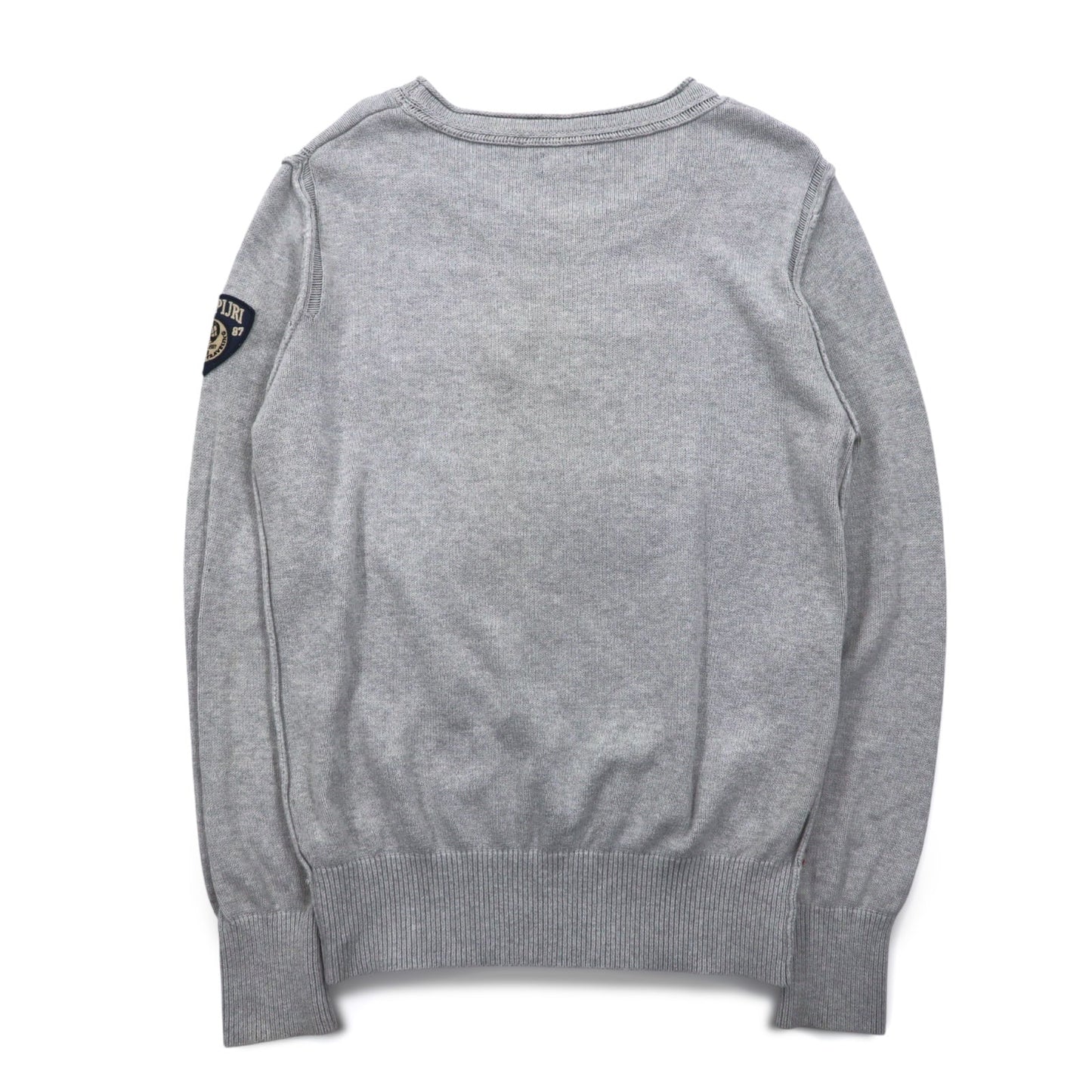 NAPAPIJRI Cotton Knit Sweater, Size M, Gray, Patch, S13-DELEVEN, S1358E