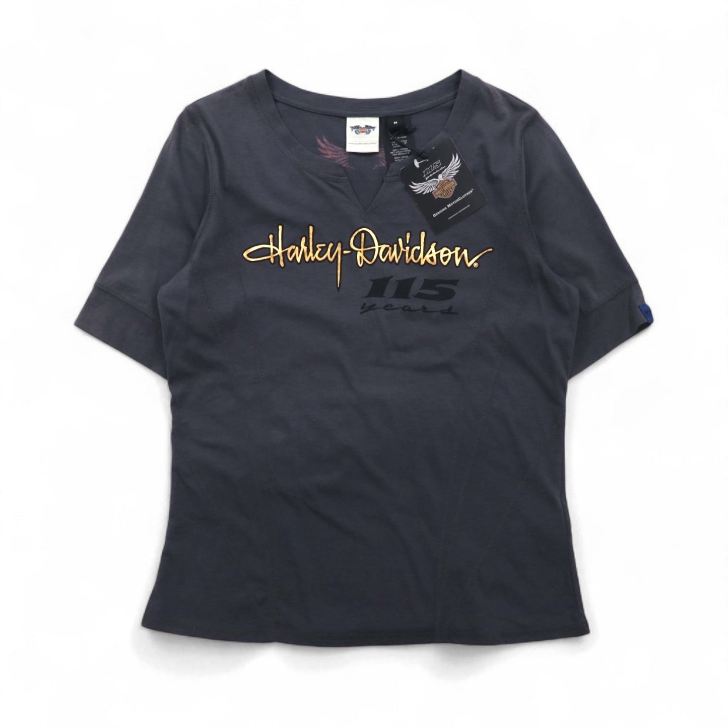 HARLEY DAVIDSON ロゴプリントTシャツ M グレー コットン 115周年記念モデル 未使用品