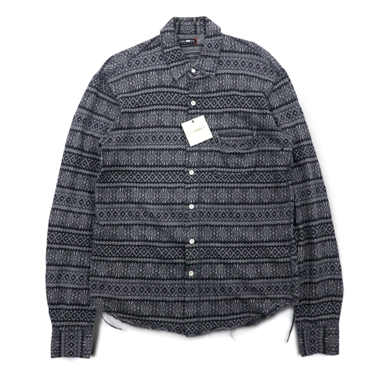 CASH CA Cut-Off Shirt, Size M, Gray, All-Over Print, Nordic Style, CAW11-SH0011, Made in Japan