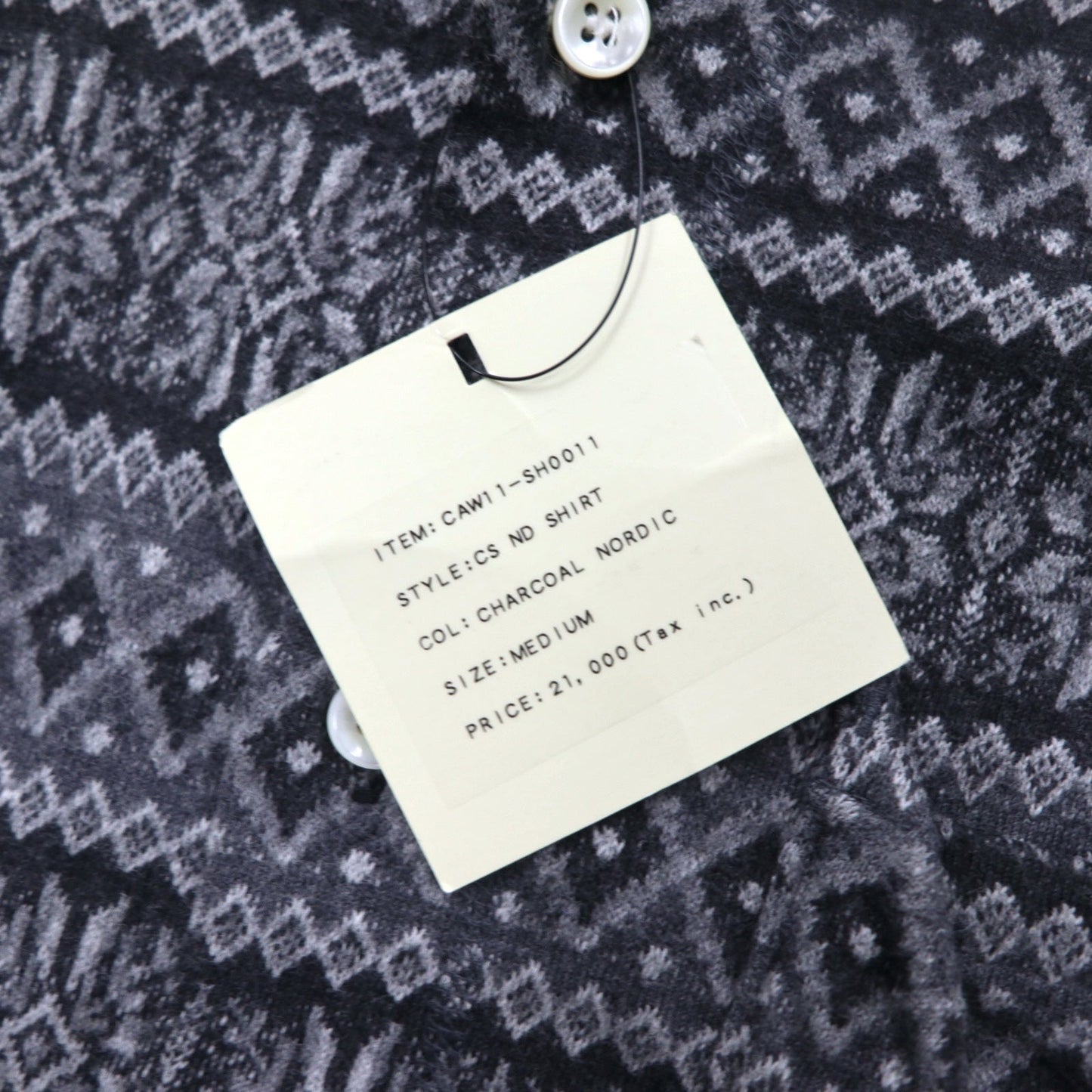 CASH CA Cut-Off Shirt, Size M, Gray, All-Over Print, Nordic Style, CAW11-SH0011, Made in Japan
