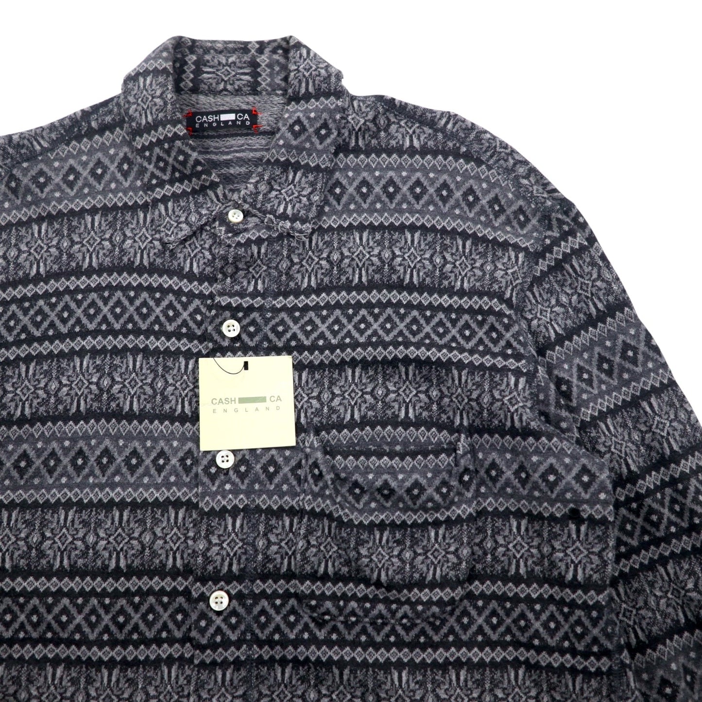 CASH CA Cut-Off Shirt, Size M, Gray, All-Over Print, Nordic Style, CAW11-SH0011, Made in Japan