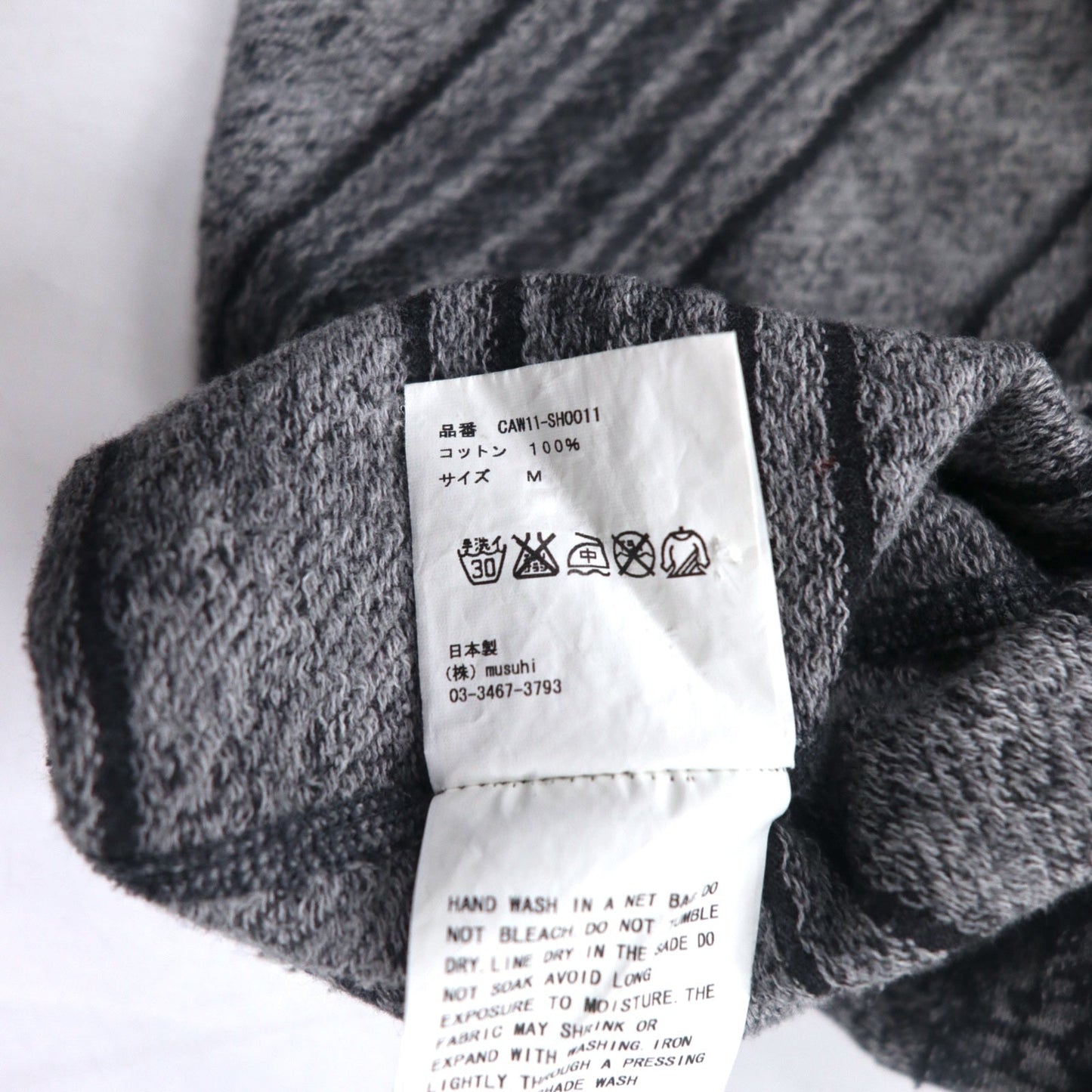 CASH CA Cut-Off Shirt, Size M, Gray, All-Over Print, Nordic Style, CAW11-SH0011, Made in Japan