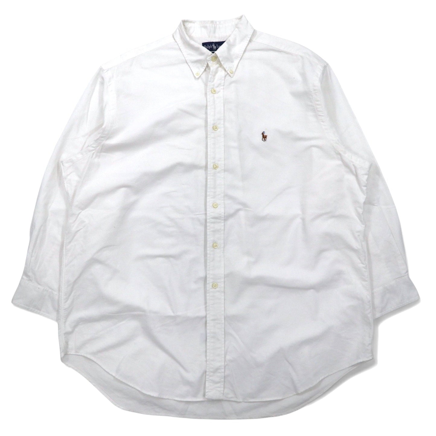 RALPH LAUREN 90s YARMOUTH Oxford Button-Down Shirt, Size XL, White Cotton, Small Pony Embroidery, Made in Jamaica