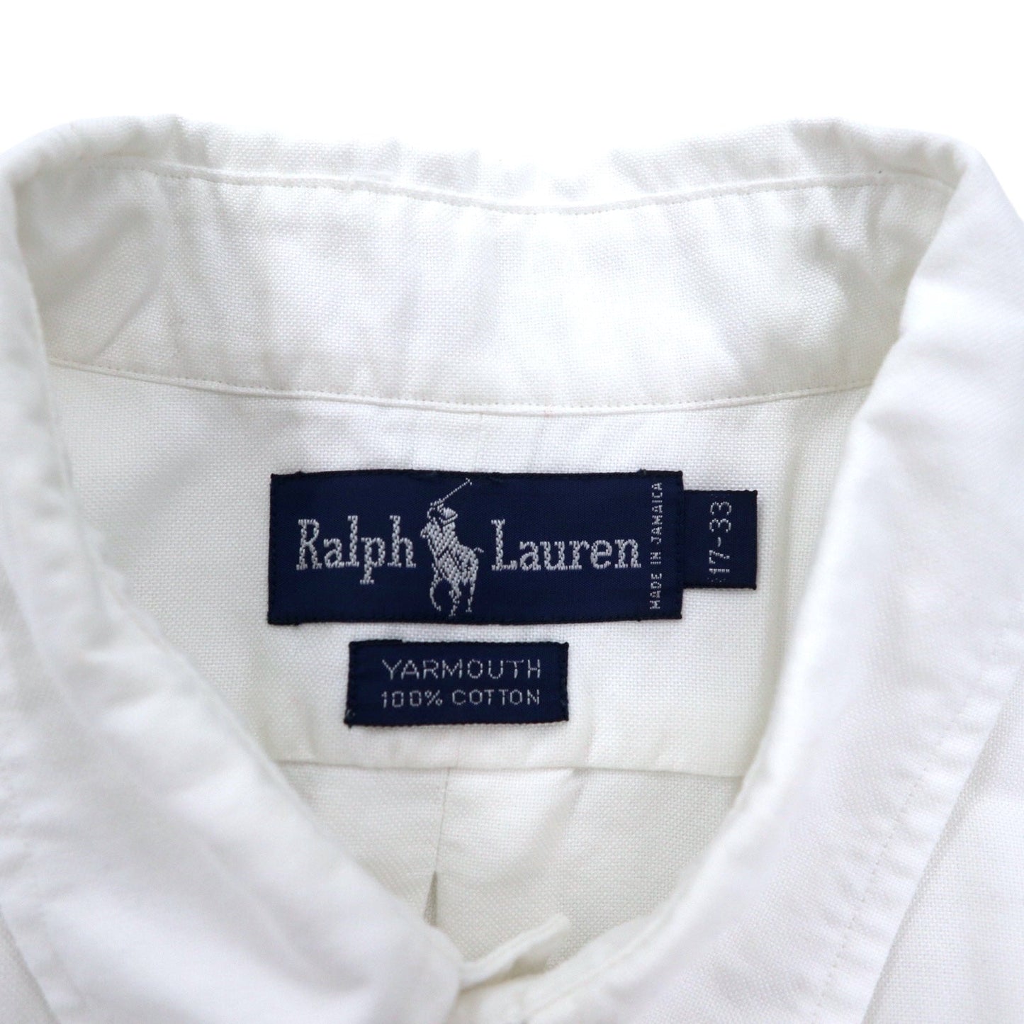 RALPH LAUREN 90s YARMOUTH Oxford Button-Down Shirt, Size XL, White Cotton, Small Pony Embroidery, Made in Jamaica