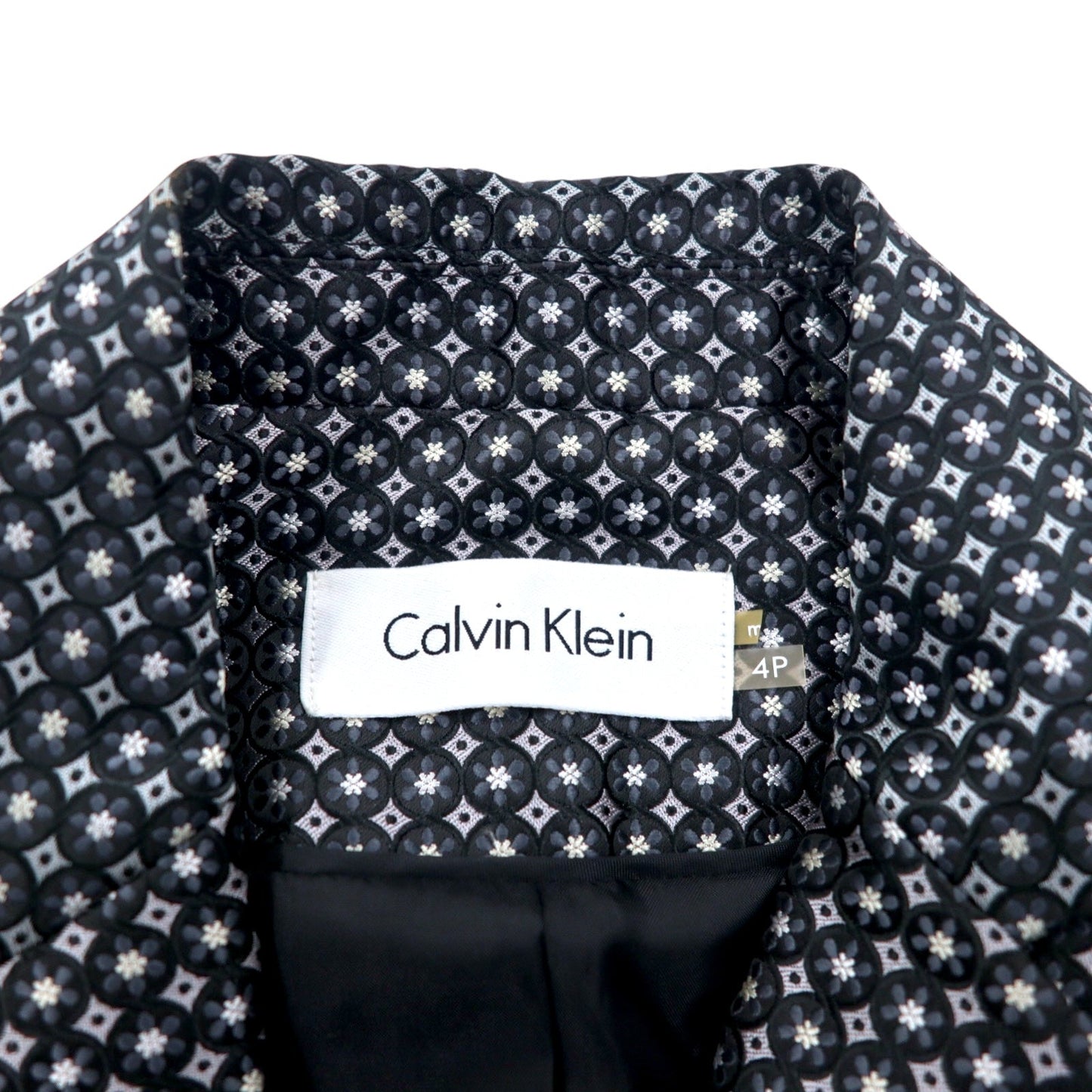 Calvin Klein 2B tailored jacket, size S, silver, monogram print, polyester