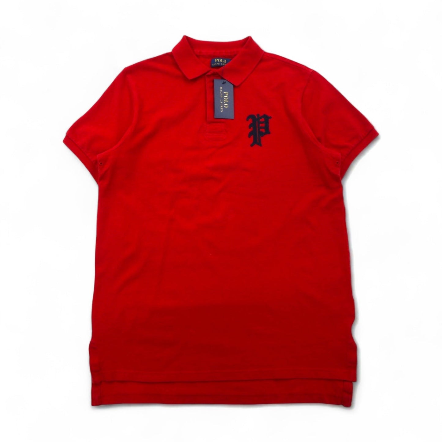 POLO RALPH LAUREN ポロシャツ L レッド コットン 鹿の子 Pロゴワッペン CUSTOM FIT 未使用品