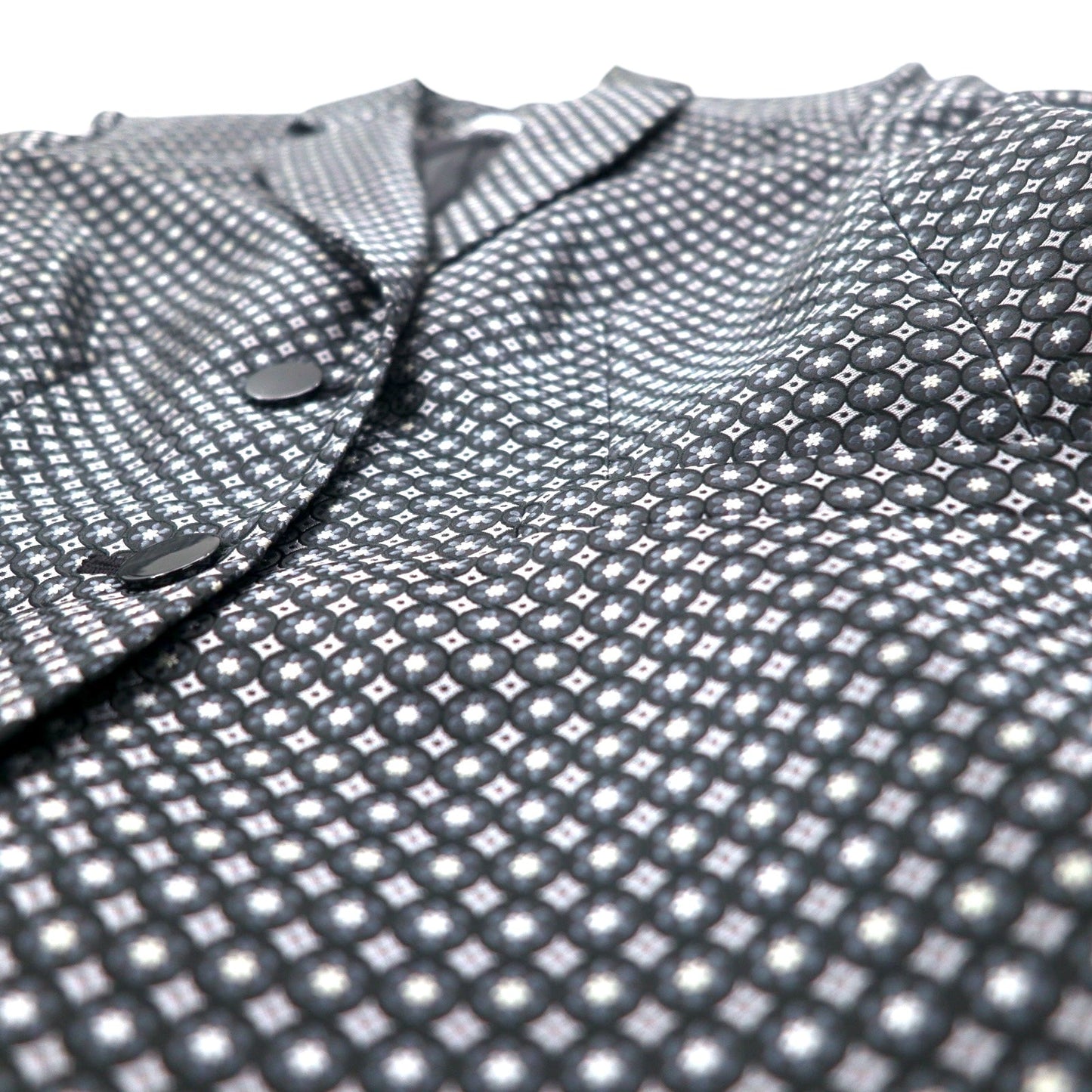 Calvin Klein 2B tailored jacket, size S, silver, monogram print, polyester