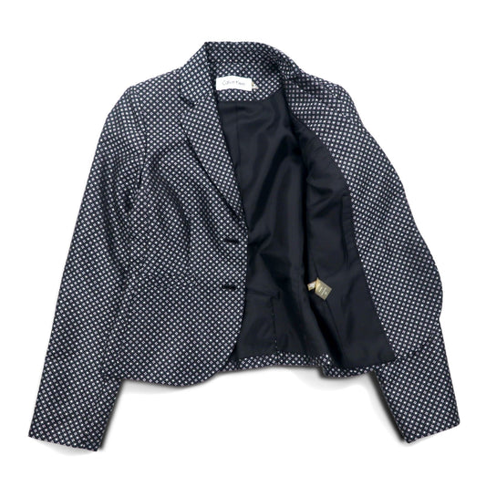 Calvin Klein 2B tailored jacket, size S, silver, monogram print, polyester