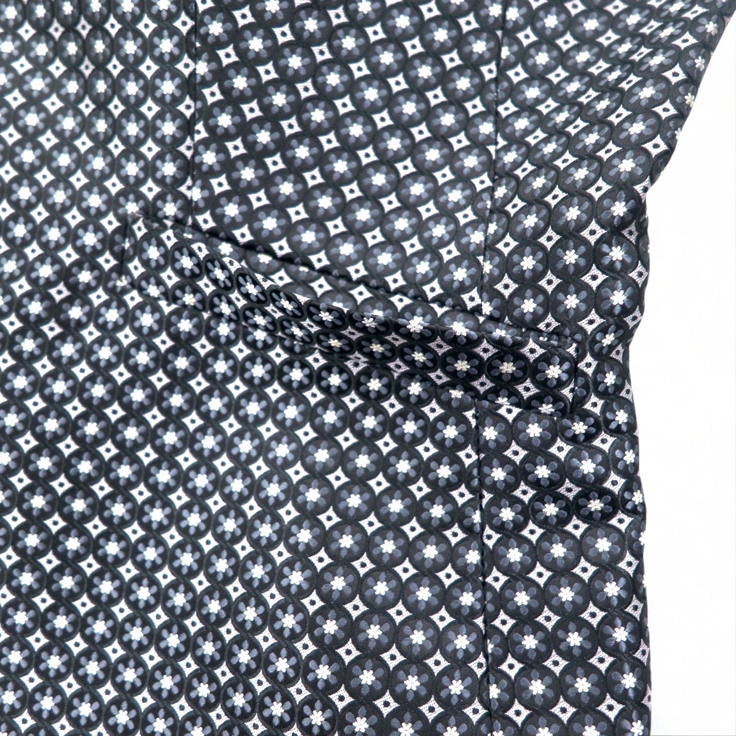 Calvin Klein 2B tailored jacket, size S, silver, monogram print, polyester