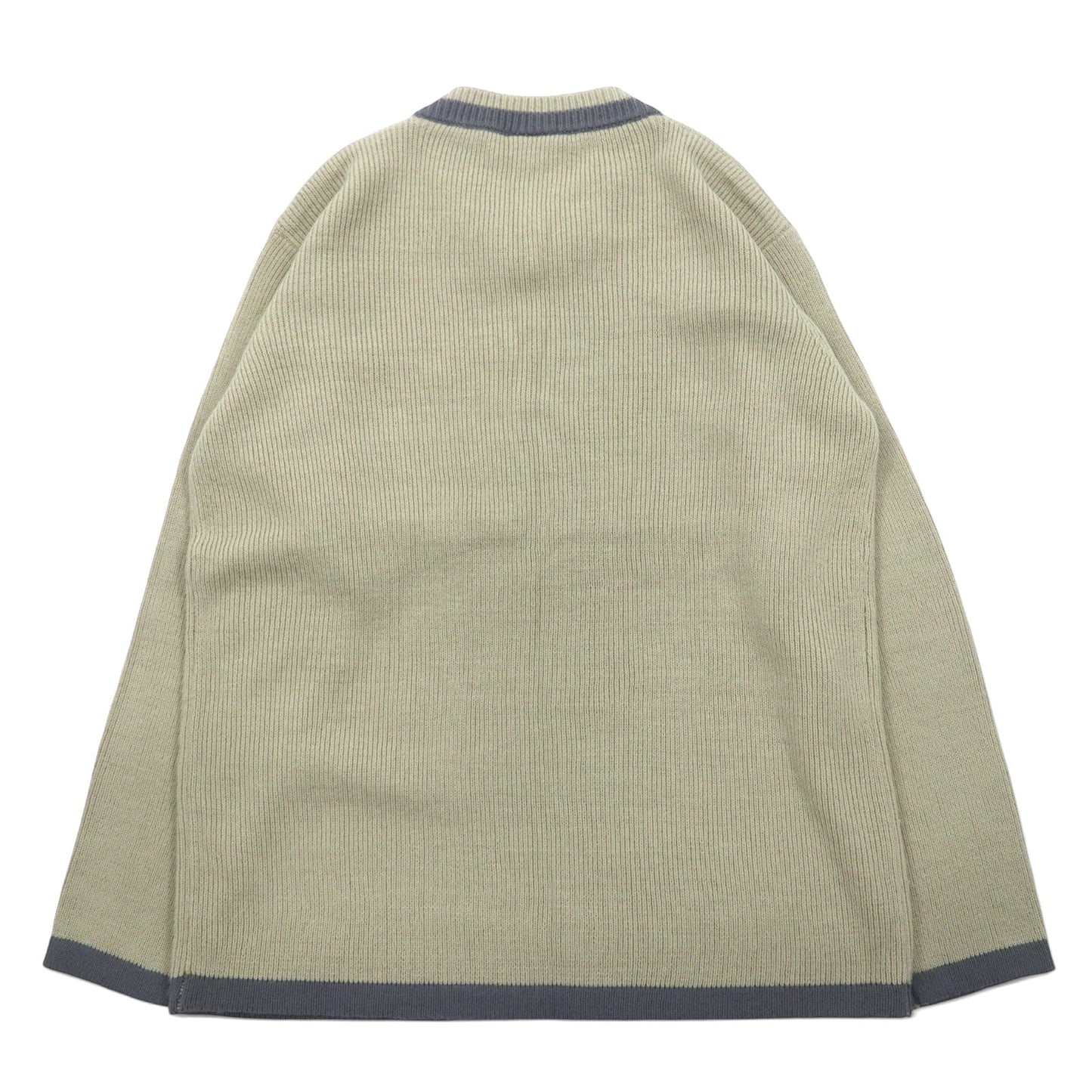 LACOSTE 90s Childen Knit V-Neck Sweater, Size L, Beige, Acrylic, One-Point Logo