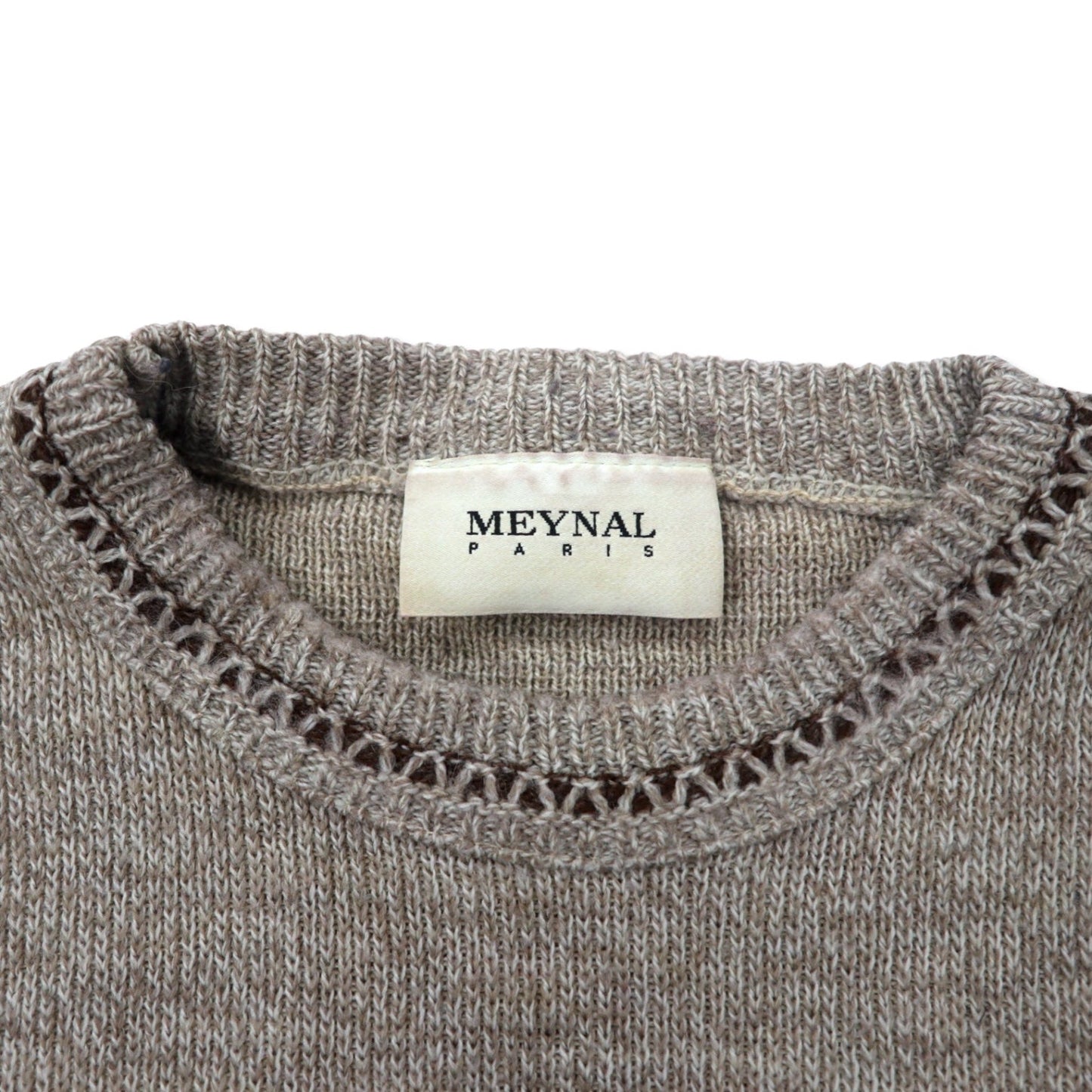 MEYNAL French-made 3D knit sweater, size XL, beige cotton, all-over print