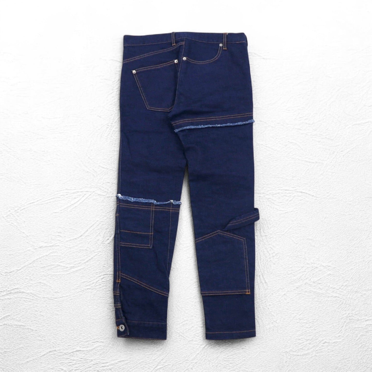 WhoWhat Puzzle Denim Pants, Size S, Indigo Blue, Stretch, Made in Japan