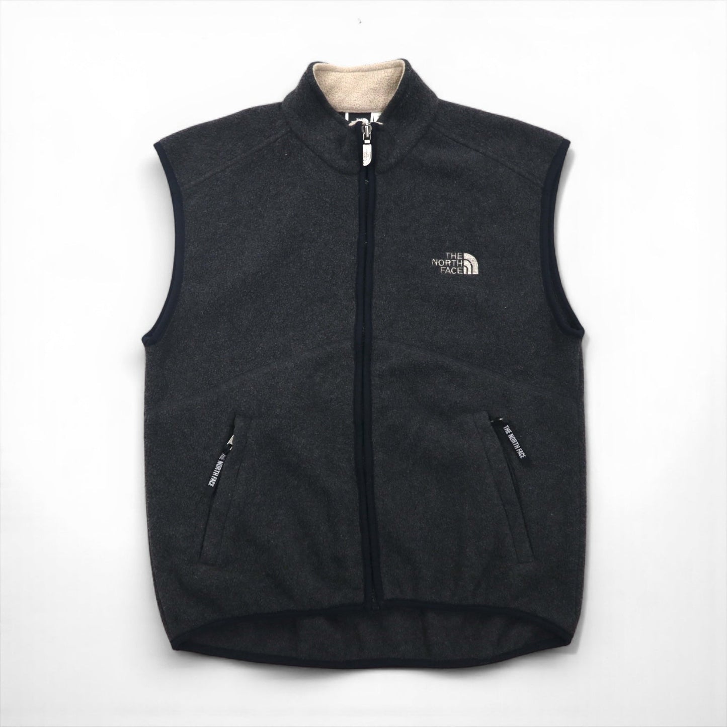 THE NORTH FACE 90年代 USA製 フリース ベスト S グレー ワンポイントロゴ ジップポケット