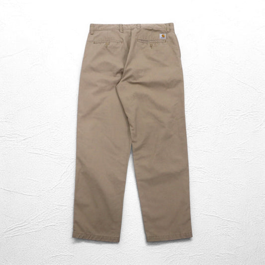Carhartt WIP Calder Pant Tapered Chino Pants, Size L, Beige, 1030473, Made in Tunisia