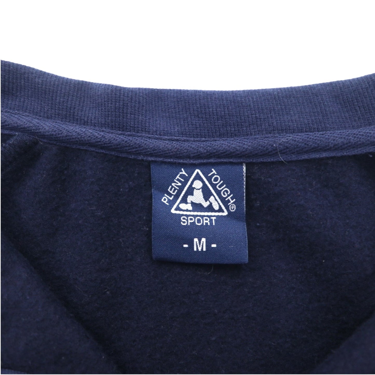 PLENTY TOUGH SPORT 90s Half-Zip Sweatshirt, Size M, Navy, Tricolor, Fleece-Lined, Tape Logo