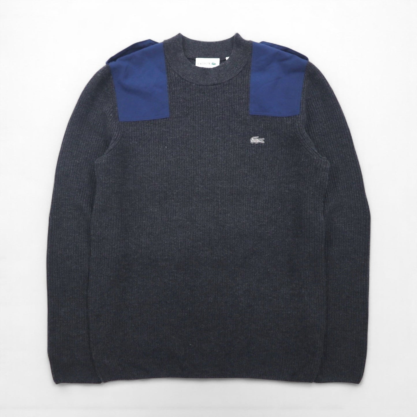 LACOSTE コマンド ニット セーター M ウール Dressinn Sweatere エポレット エルボーパッチ AH9167