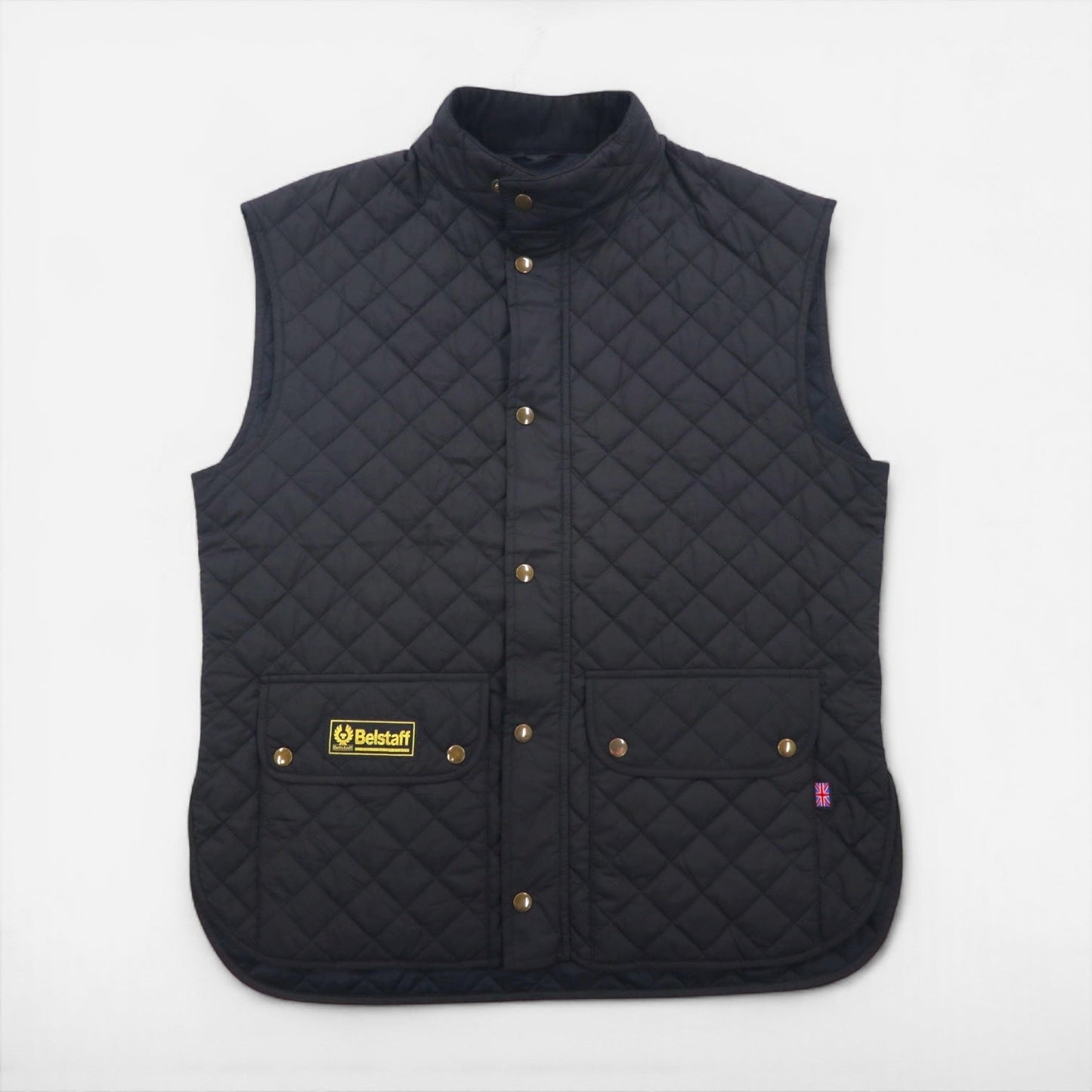 BELSTAFF キルティング ベスト 2XL ブラック 中綿 スナップボタン フラップポケット Gold Label