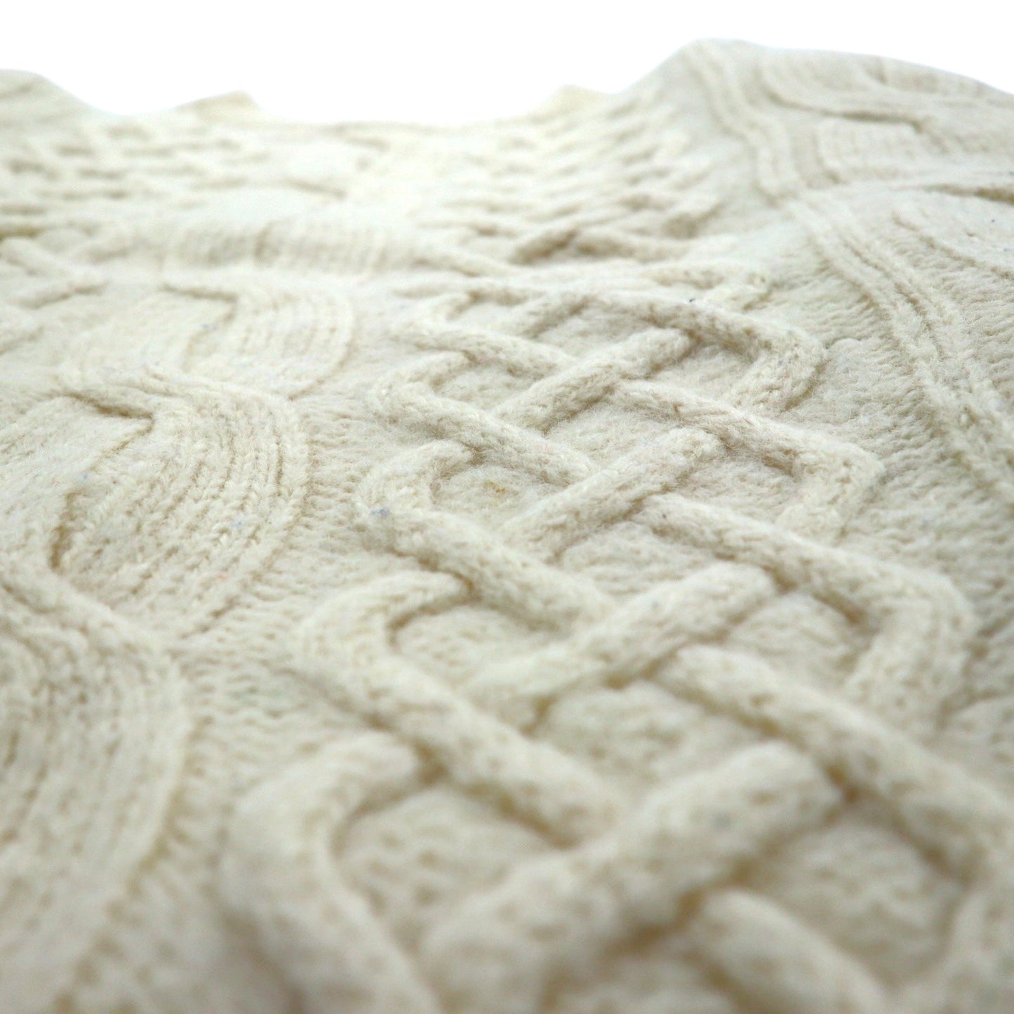 90s Ireland Vintage Fisherman Knit アイルランド製 90年代 フィッシャーマン アランニット セーター XL 生成り ウール ケーブル編み BLARNEY WOOLEN MILLS
