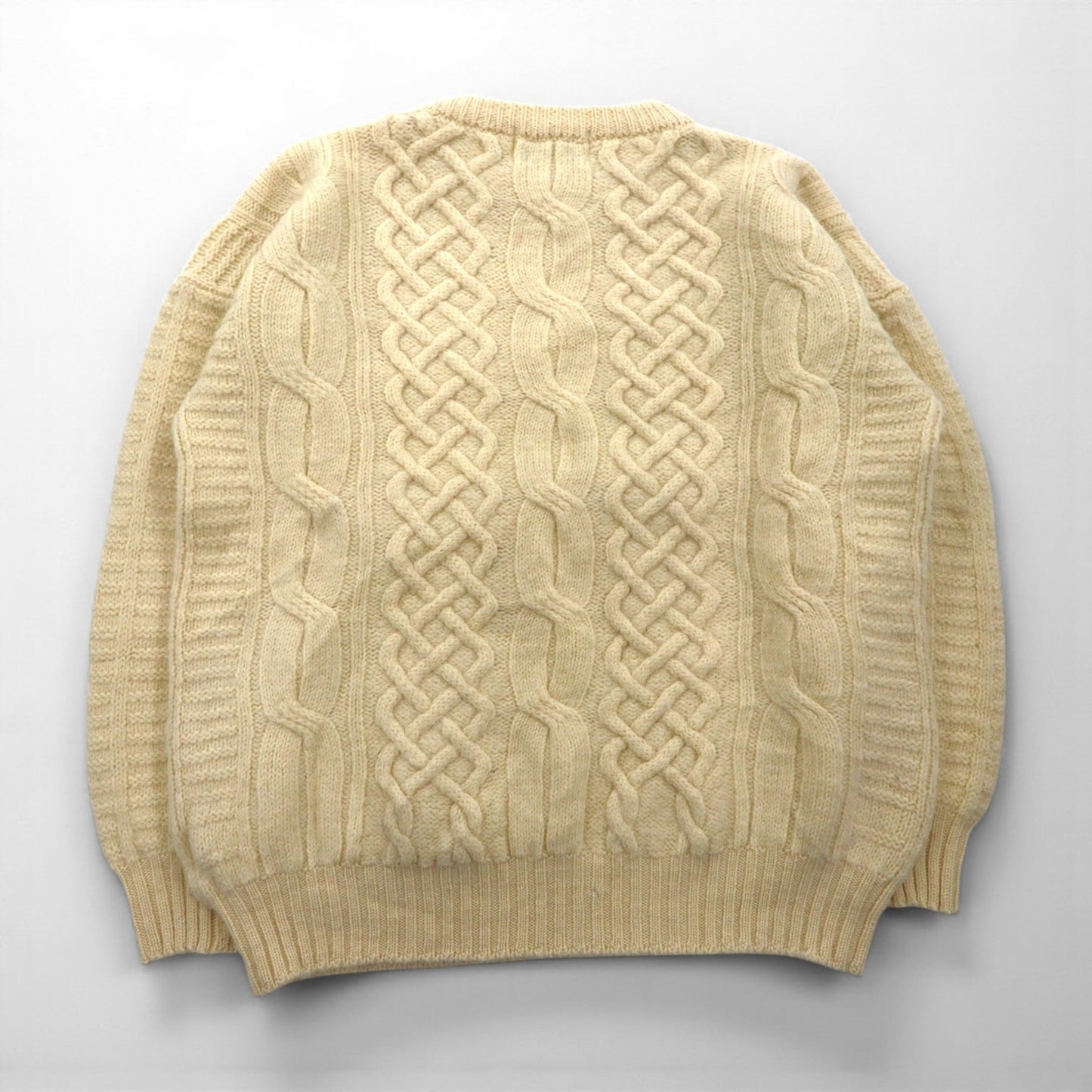 90s Ireland Vintage Fisherman Knit アイルランド製 90年代 フィッシャーマン アランニット セーター XL 生成り ウール ケーブル編み BLARNEY WOOLEN MILLS