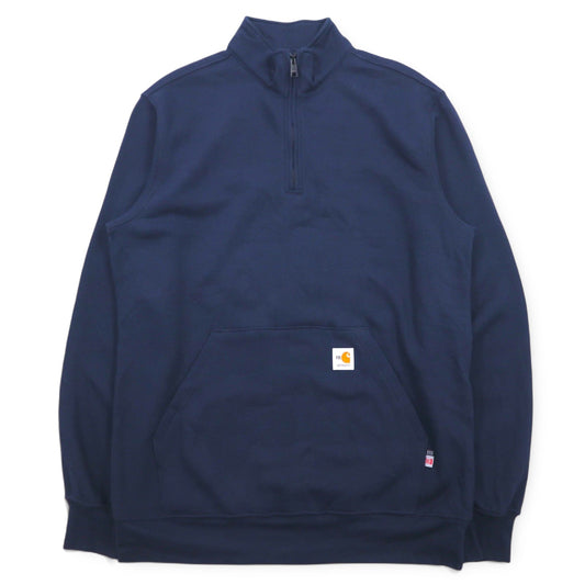 Carhartt CAT3 Flame-Resistant Force Loose Fit Midweight Mock Neck Sweatshirt (TS5028-FRM), Navy, Size M, Half-Zip, Flame-Resistant Cotton