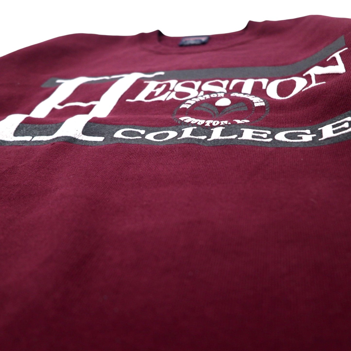JAN SPORT USA製 90年代 カレッジ プリント スウェット L ボルドー コットン HESSTON COLLEGE