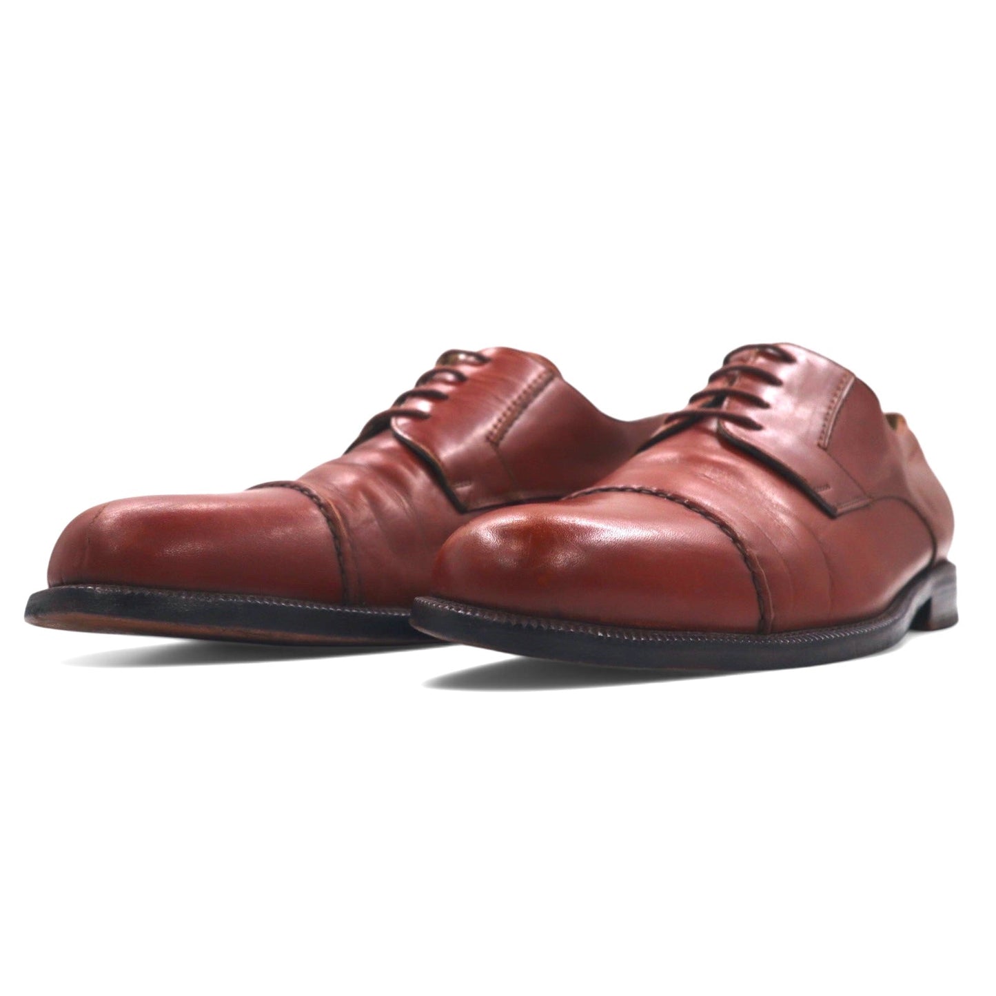 DAVID EDEN Straight Tip Dress Shoes, Size 27.5cm, Brown Leather