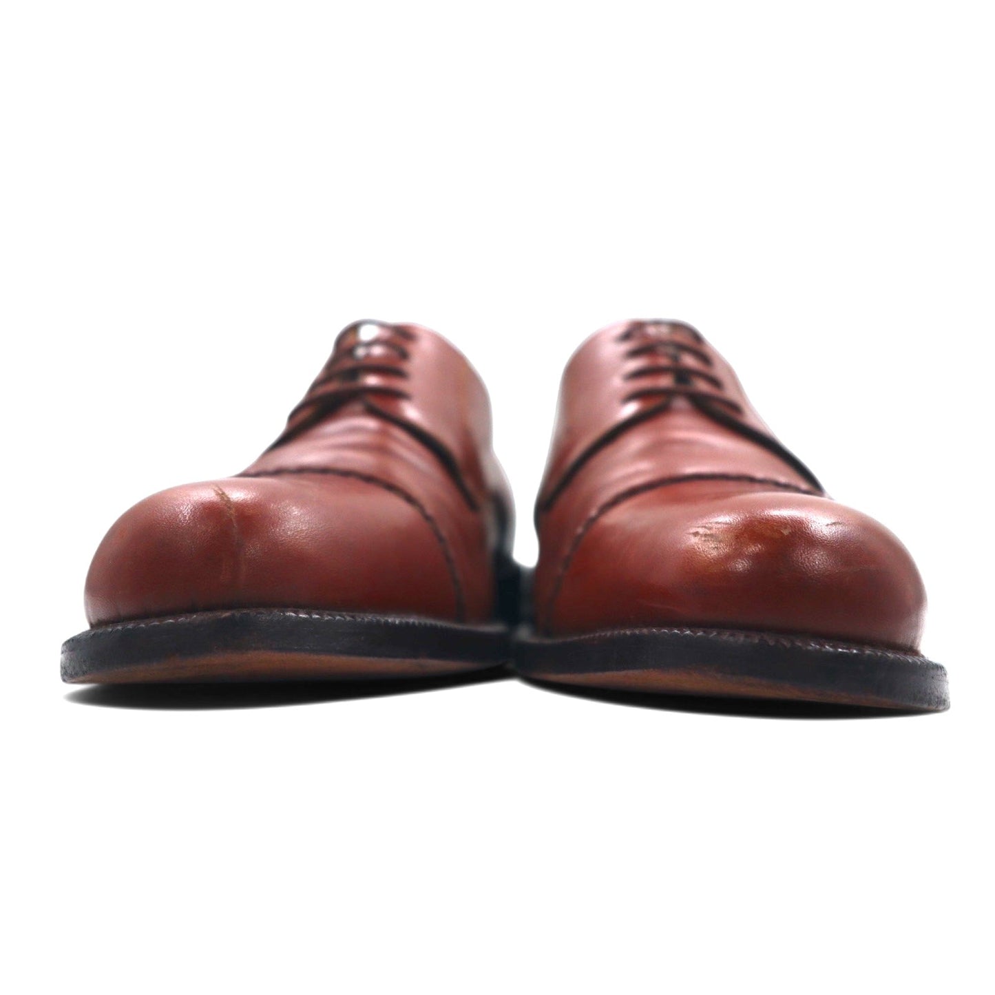 DAVID EDEN Straight Tip Dress Shoes, Size 27.5cm, Brown Leather