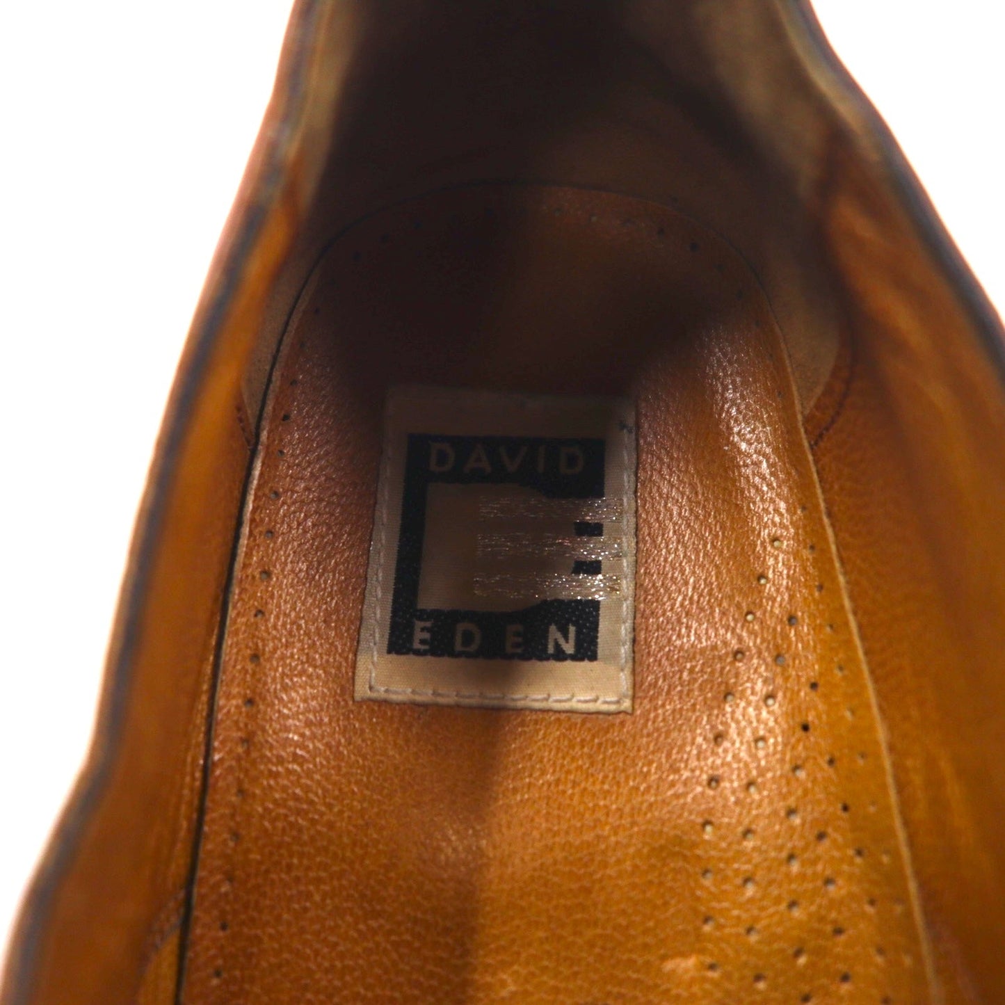 DAVID EDEN Straight Tip Dress Shoes, Size 27.5cm, Brown Leather