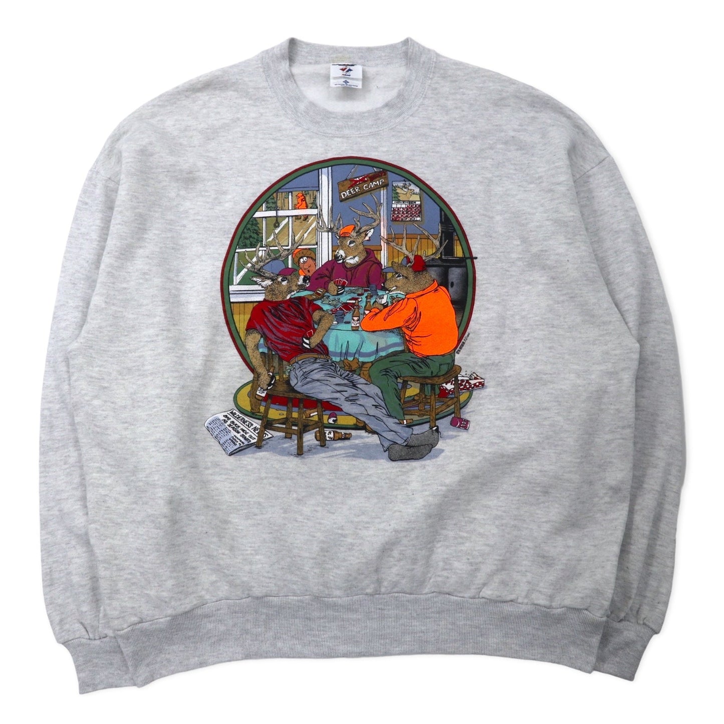 JERZEES Made in USA 90s ARTWEAR Print Sweatshirt, Size 2X, Gray, Cotton with Fleece Lining, Oversized