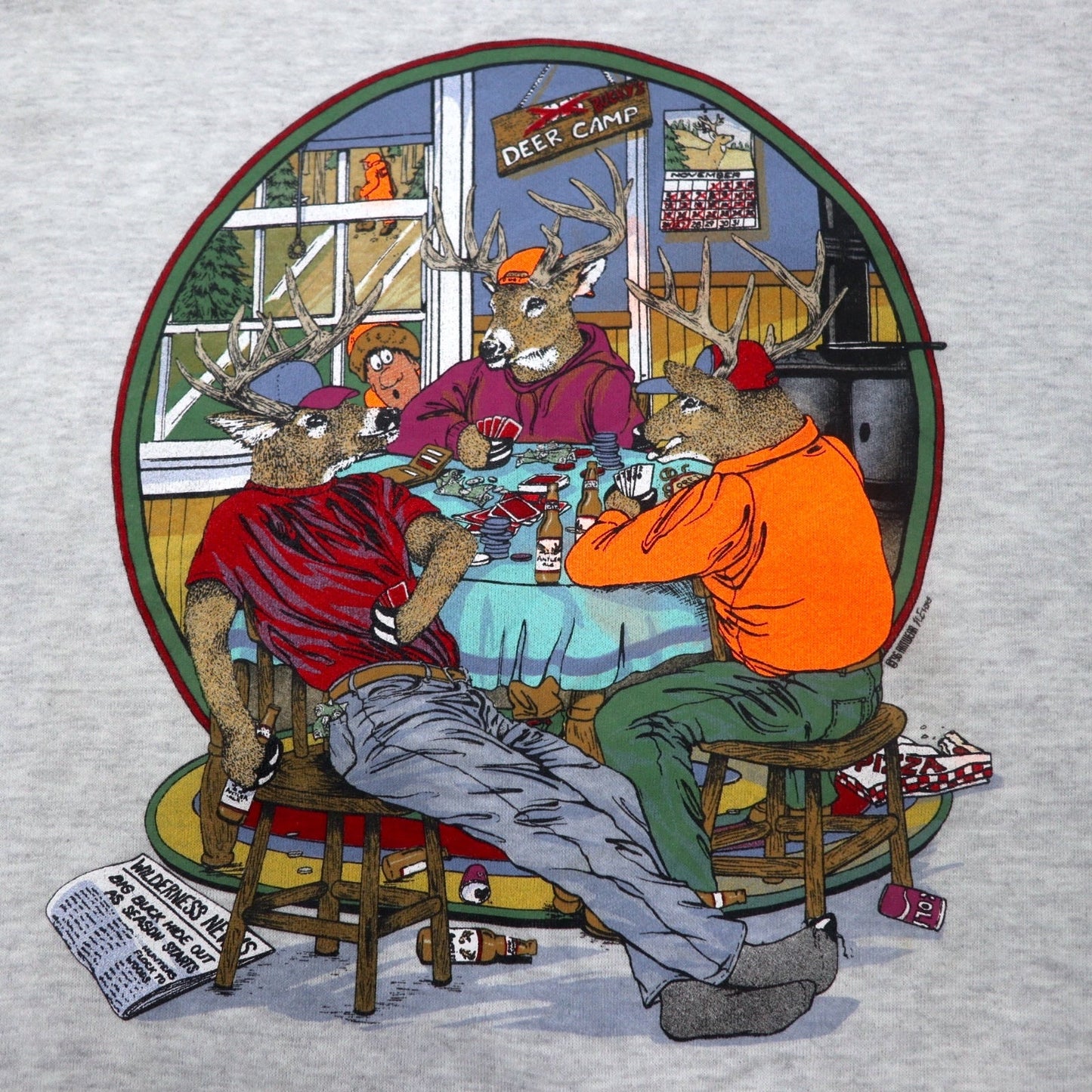JERZEES Made in USA 90s ARTWEAR Print Sweatshirt, Size 2X, Gray, Cotton with Fleece Lining, Oversized