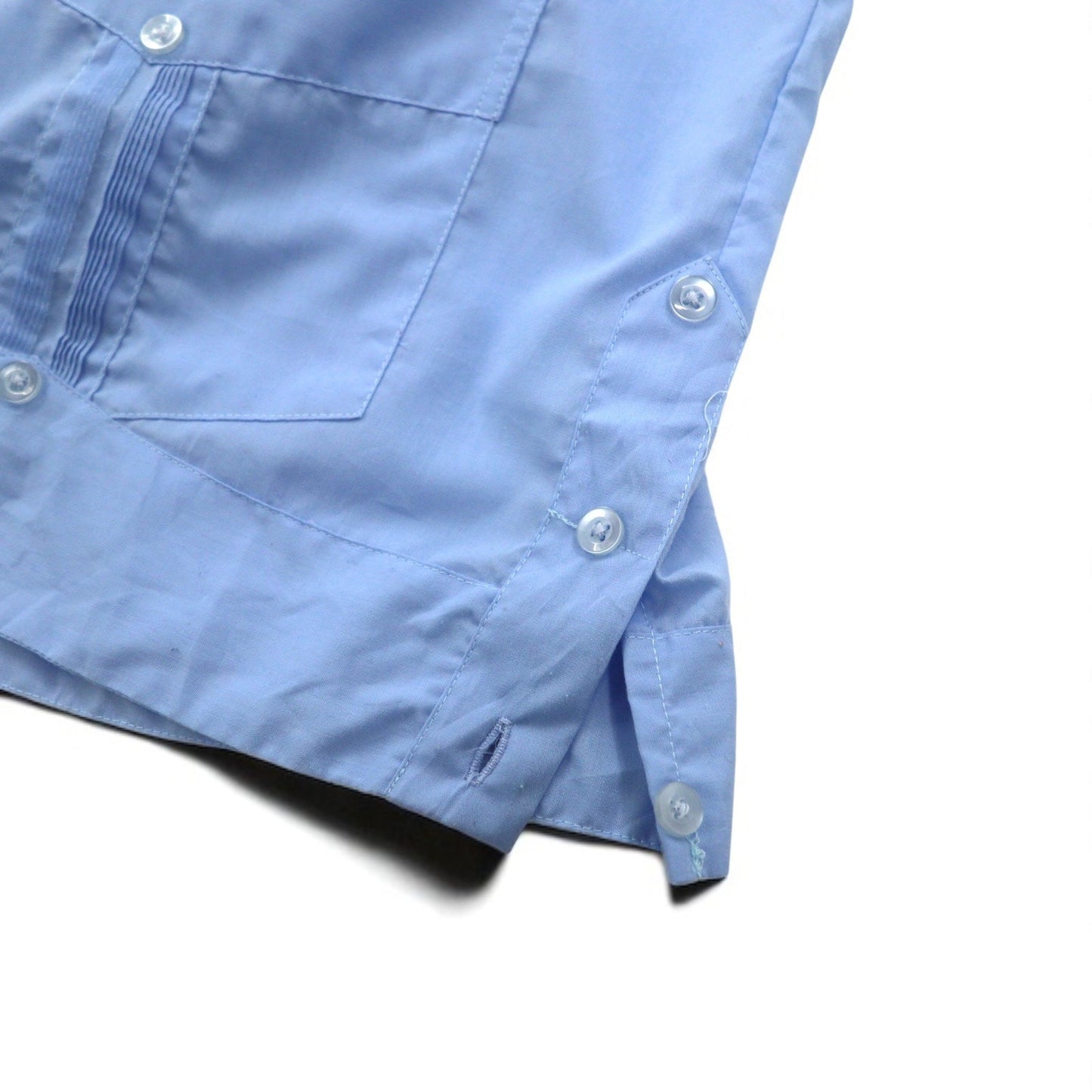 JRPALACIOS 80s Open Collar Cuban Shirt, Boxy Shirt, Size 2XL, Blue, Polyester and Cotton