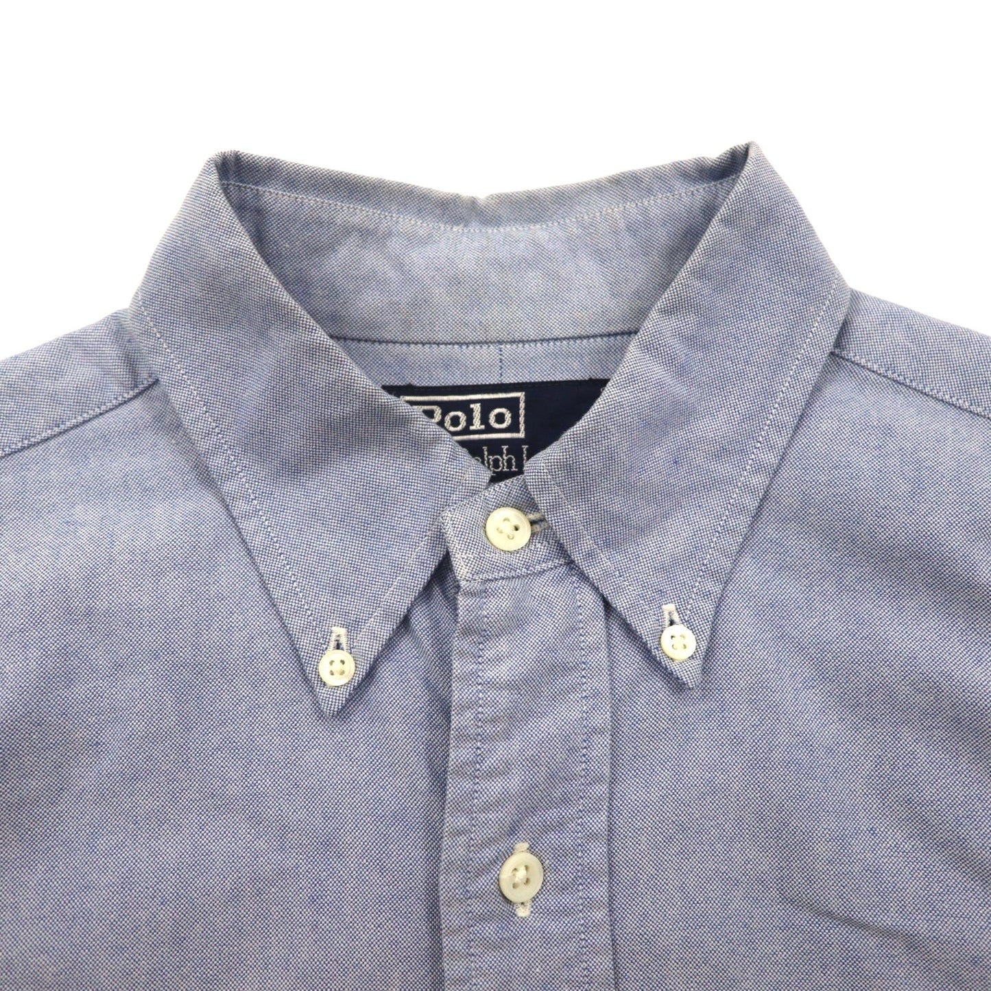 Polo Ralph Lauren 90年代 オックスフォード ボタンダウン シャツ M ブルー 胸ポケット エンブレム