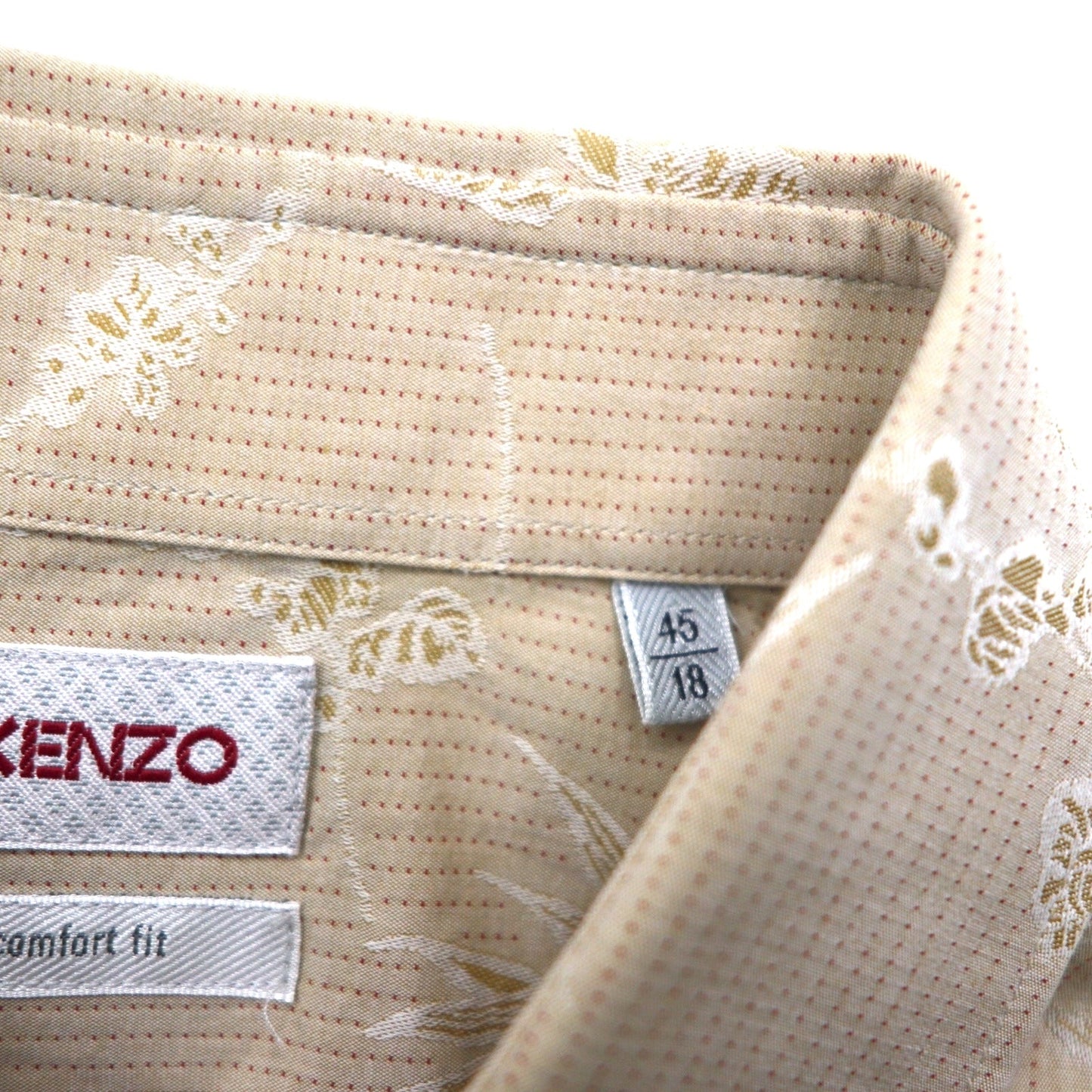 KENZO 花柄 ドレスシャツ XL ベージュ コットン 総柄 comfort fit