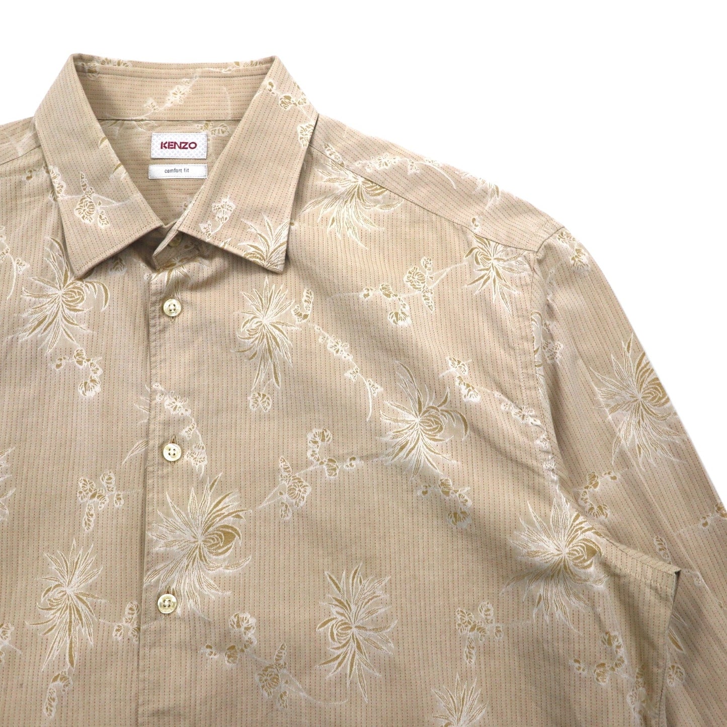 KENZO 花柄 ドレスシャツ XL ベージュ コットン 総柄 comfort fit