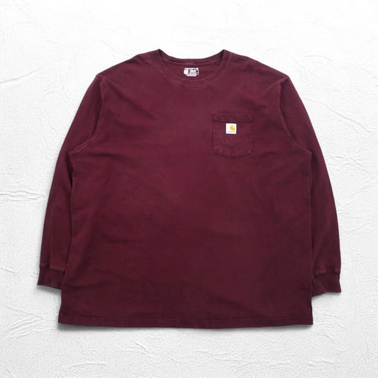 Carhartt Long Sleeve Pocket T-Shirt, 3XL, Bordeaux, Oversized, Honduras Match