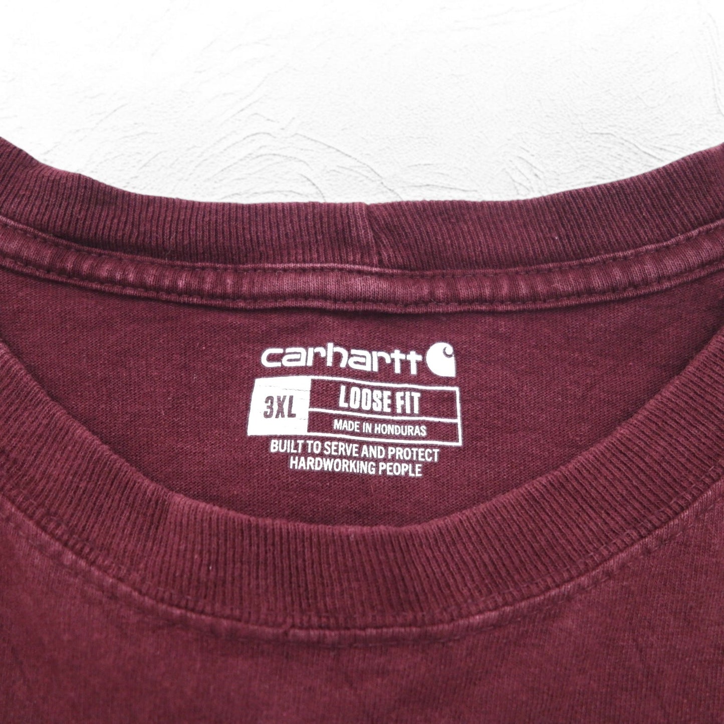 carhartt ロングスリーブ ポケット Tシャツ ロンT 3XL ボルドー ビッグサイズ ホンジュラス戦