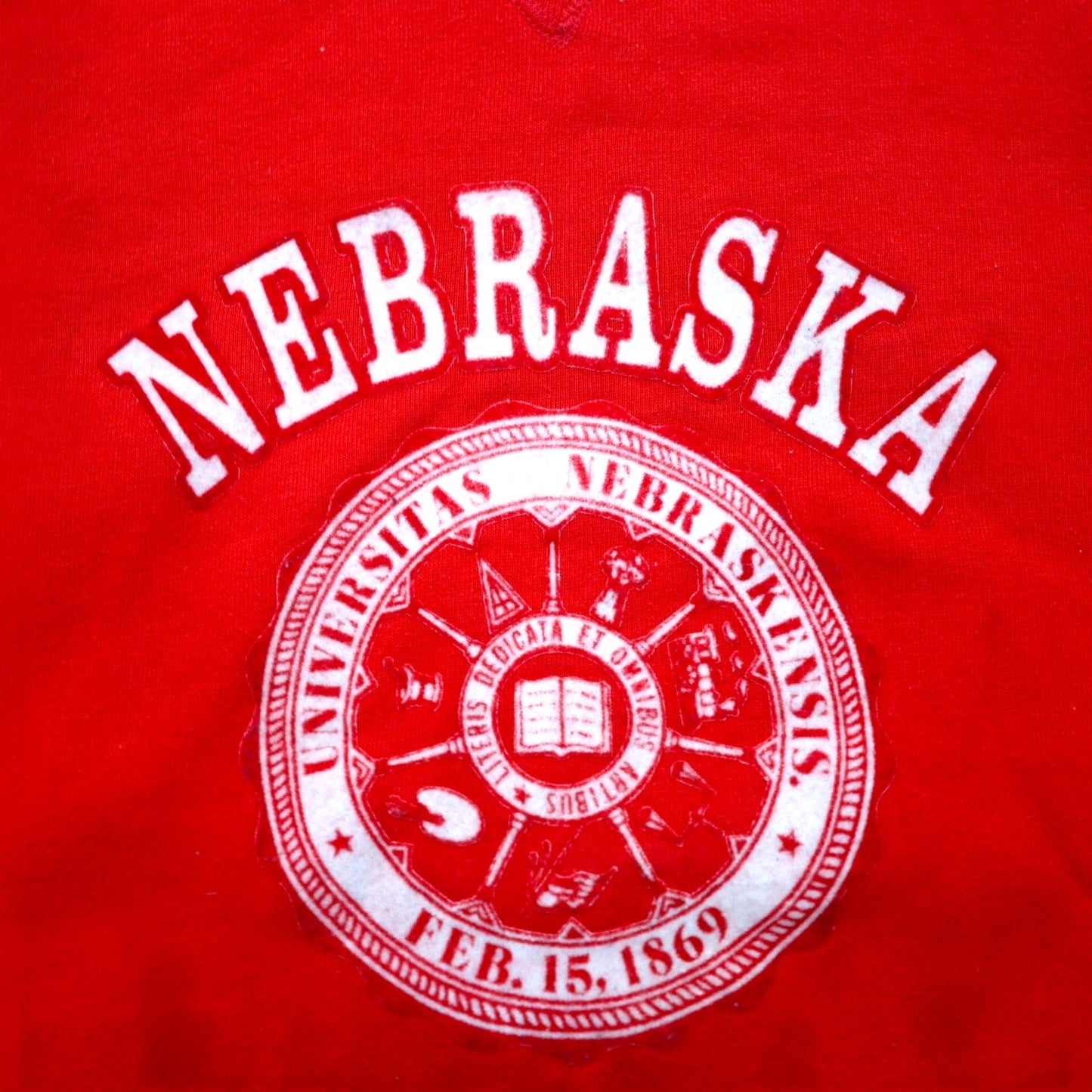USA製 90年代 RUSSELL ATHLETIC カレッジ プリント スウェット XL レッド 裏起毛 NEBRASKA