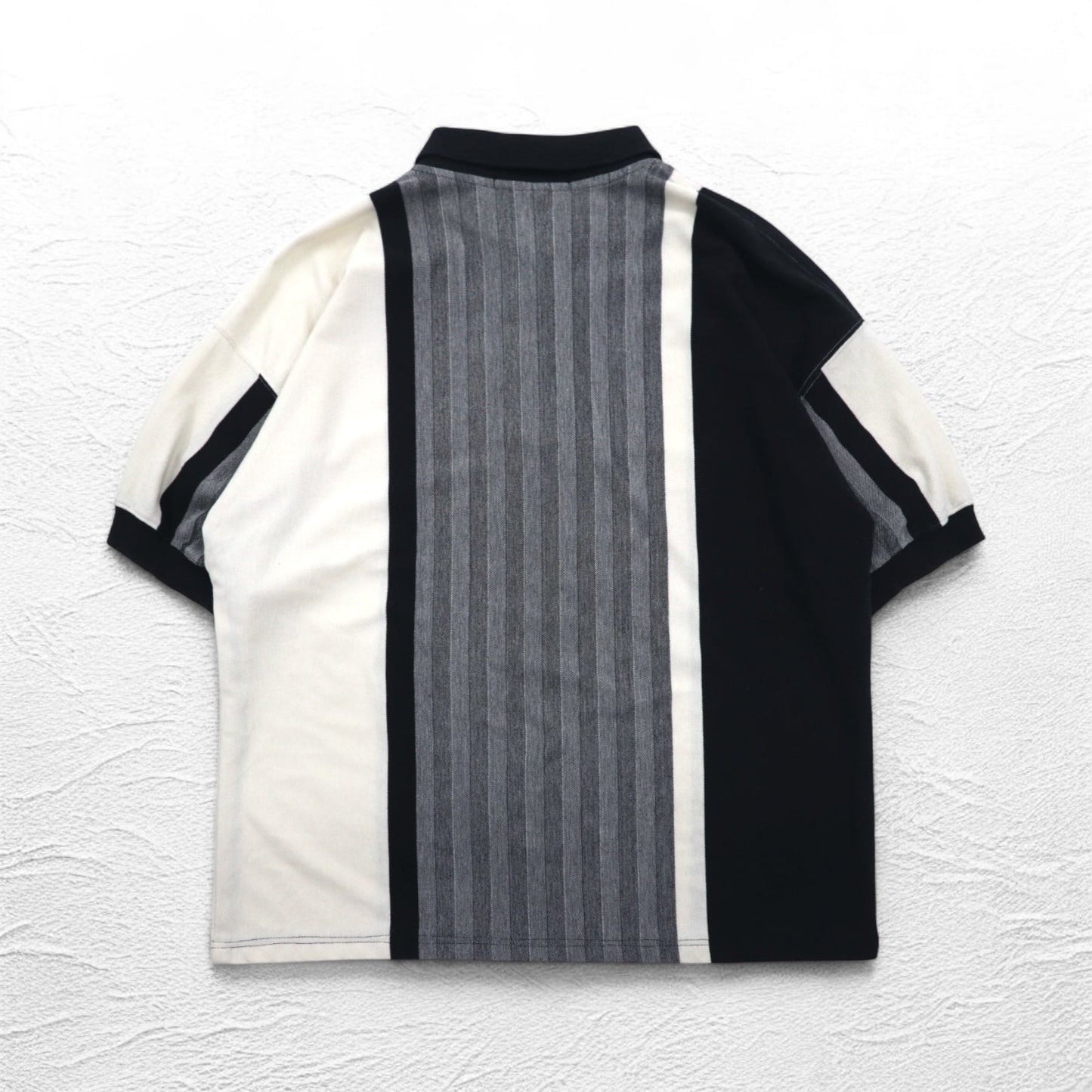90s Knight of Round Table Crazy Pattern Polo Shirt, Monochrome, Cotton, Size 4XL