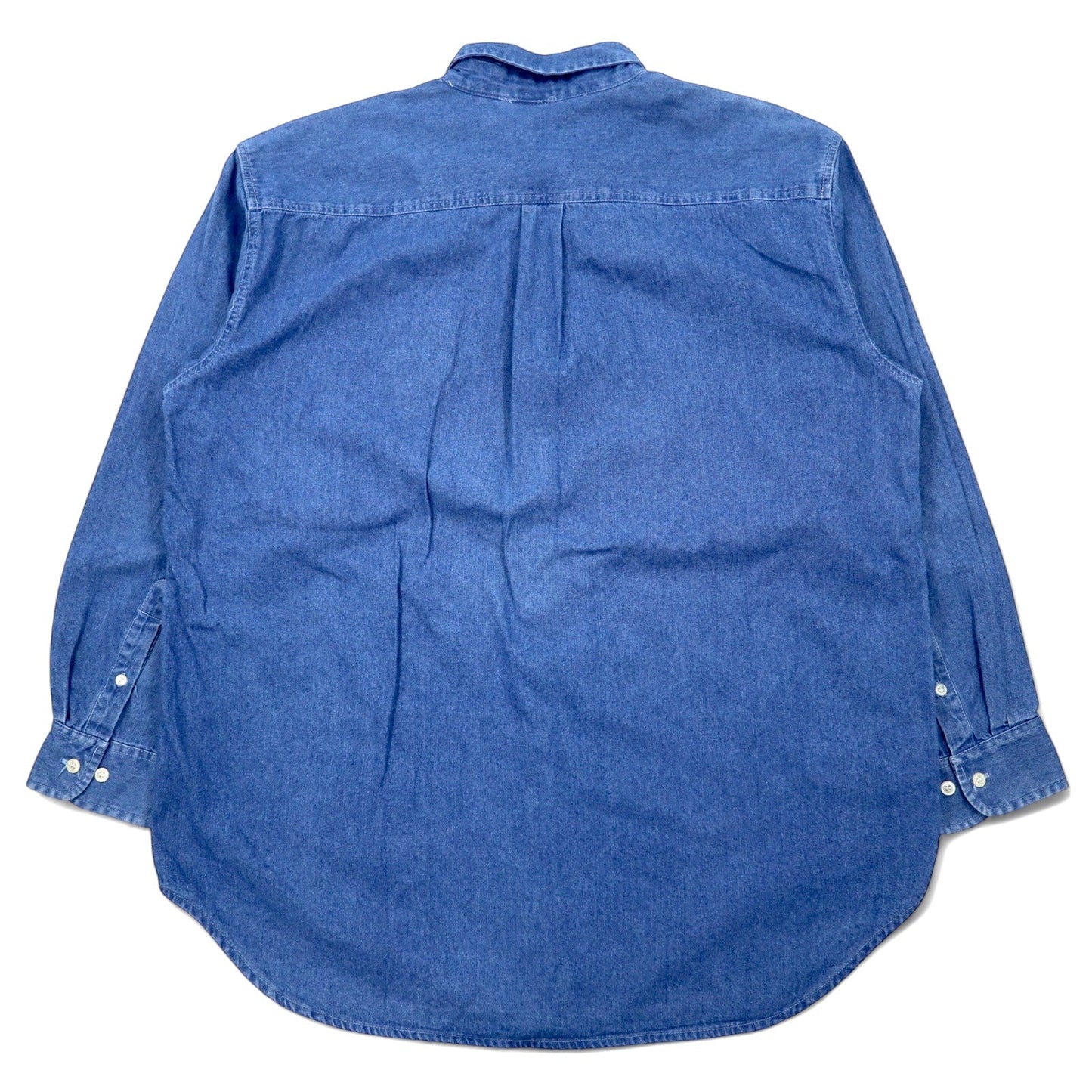 90s PLANET HOLLYWOOD denim button-down shirt, size XL, blue cotton, one-point logo embroidery