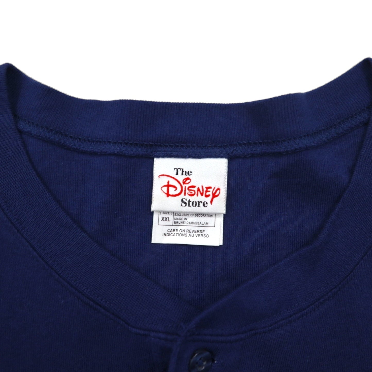 The Disney Store 90s Mickey Mouse Henley T-Shirt, Size 2XL, Navy, with One-Point Embroidery, Disney Character